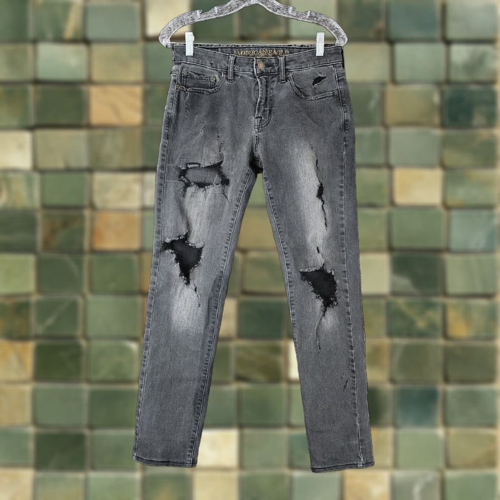 American Eagle Outfitters American Eagle Mens Distressed Skinny Gray Jeans 30x30 Extreme Flex Size US 30 / EU 46 - 1 Thumbnail