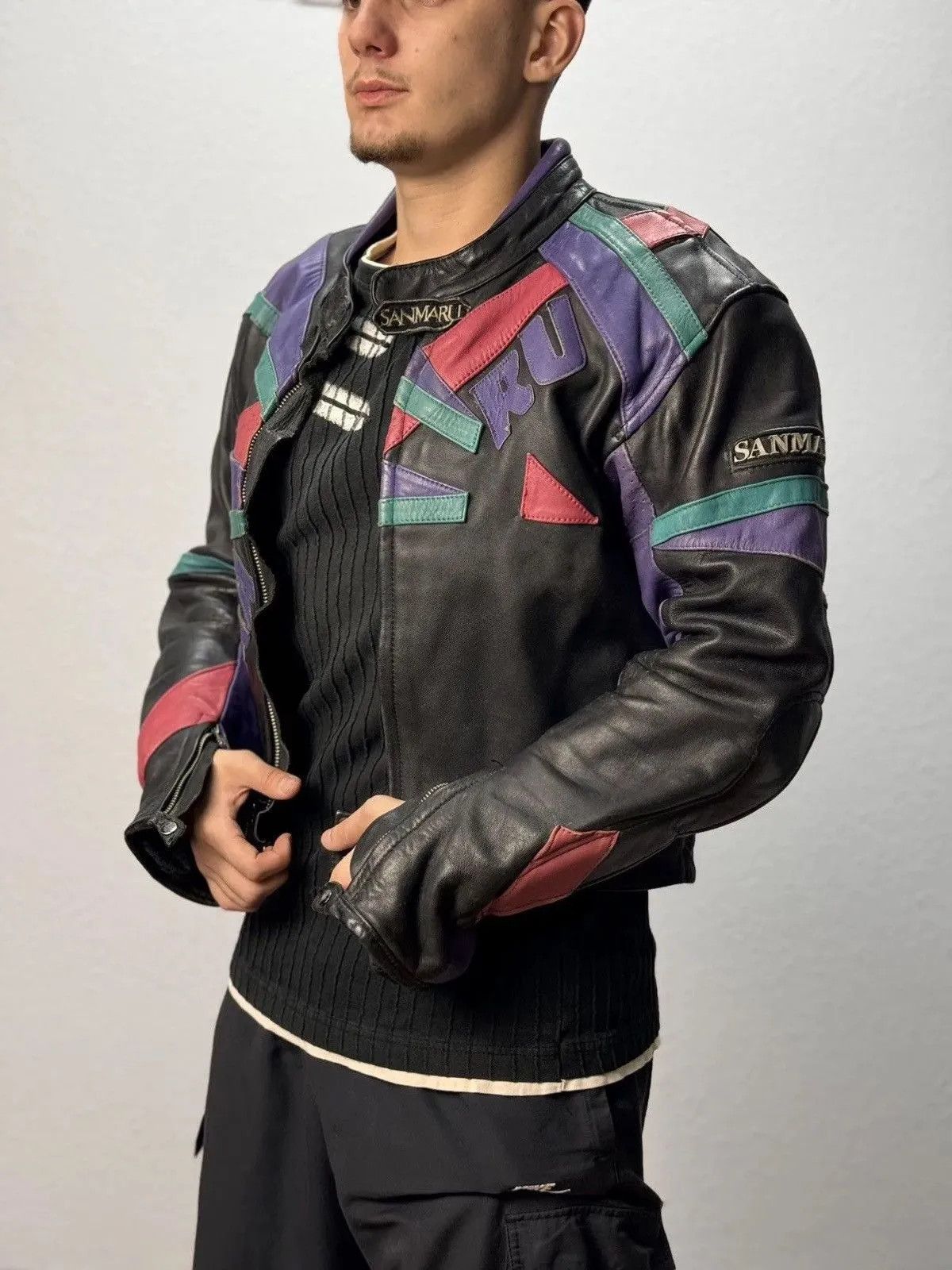 Genuine Leather VINTAGE Racing Leather Jacket Vintage MOTO Biker Size US L / EU 52-54 / 3 - 5 Thumbnail