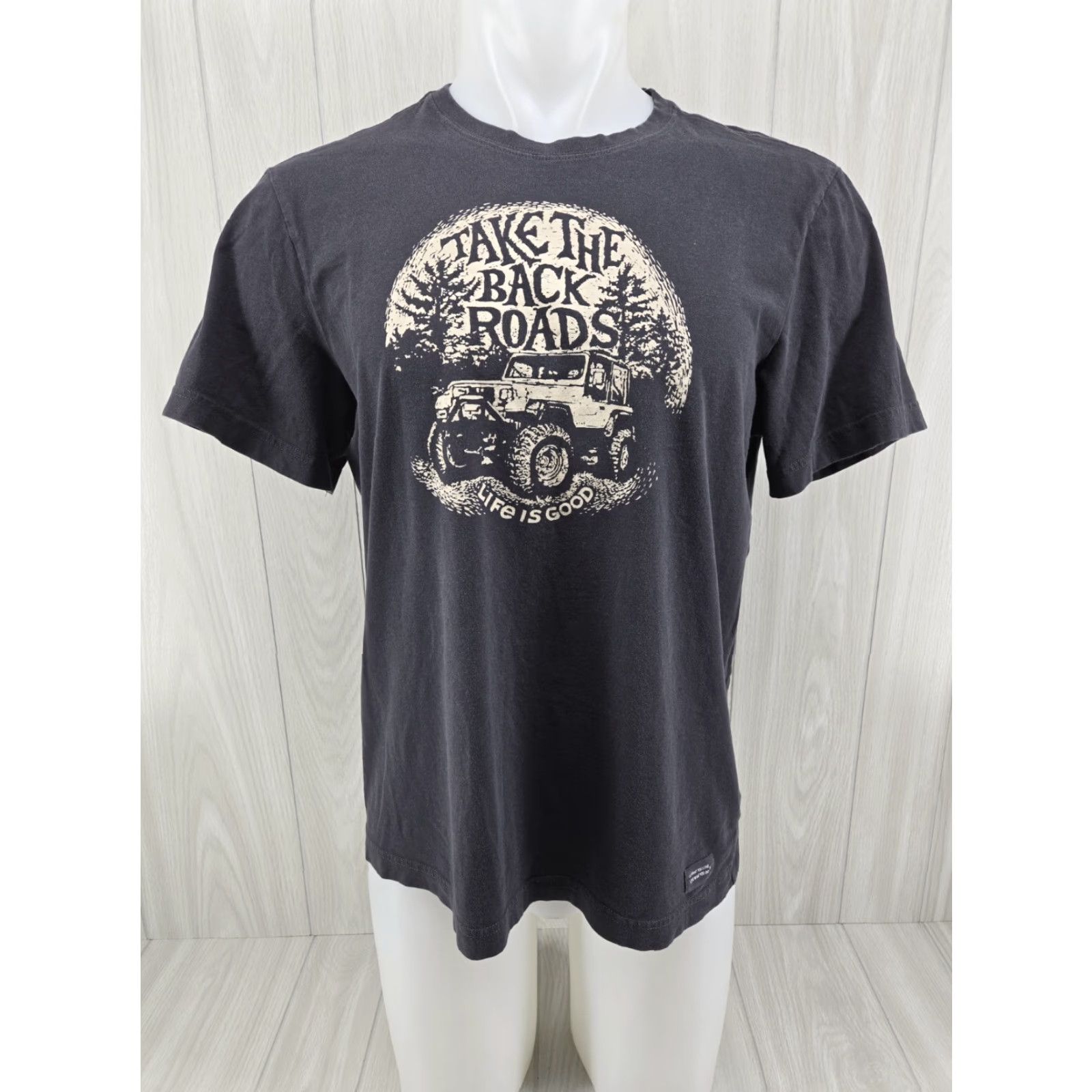 Life is Good Life is Good Mens T-Shirt Crusher Take The Back Roads Gray M Crew Neck Short Sleeve Graphic Tee Size US M / EU 48-50 / 2 - 2 Thumbnail