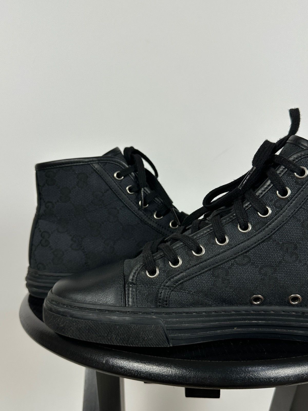 Gucci Gucci 426188 GG Leather/Canvas Monogram High Top Sneaker Size US 5.5 / EU 38 - 20 Thumbnail