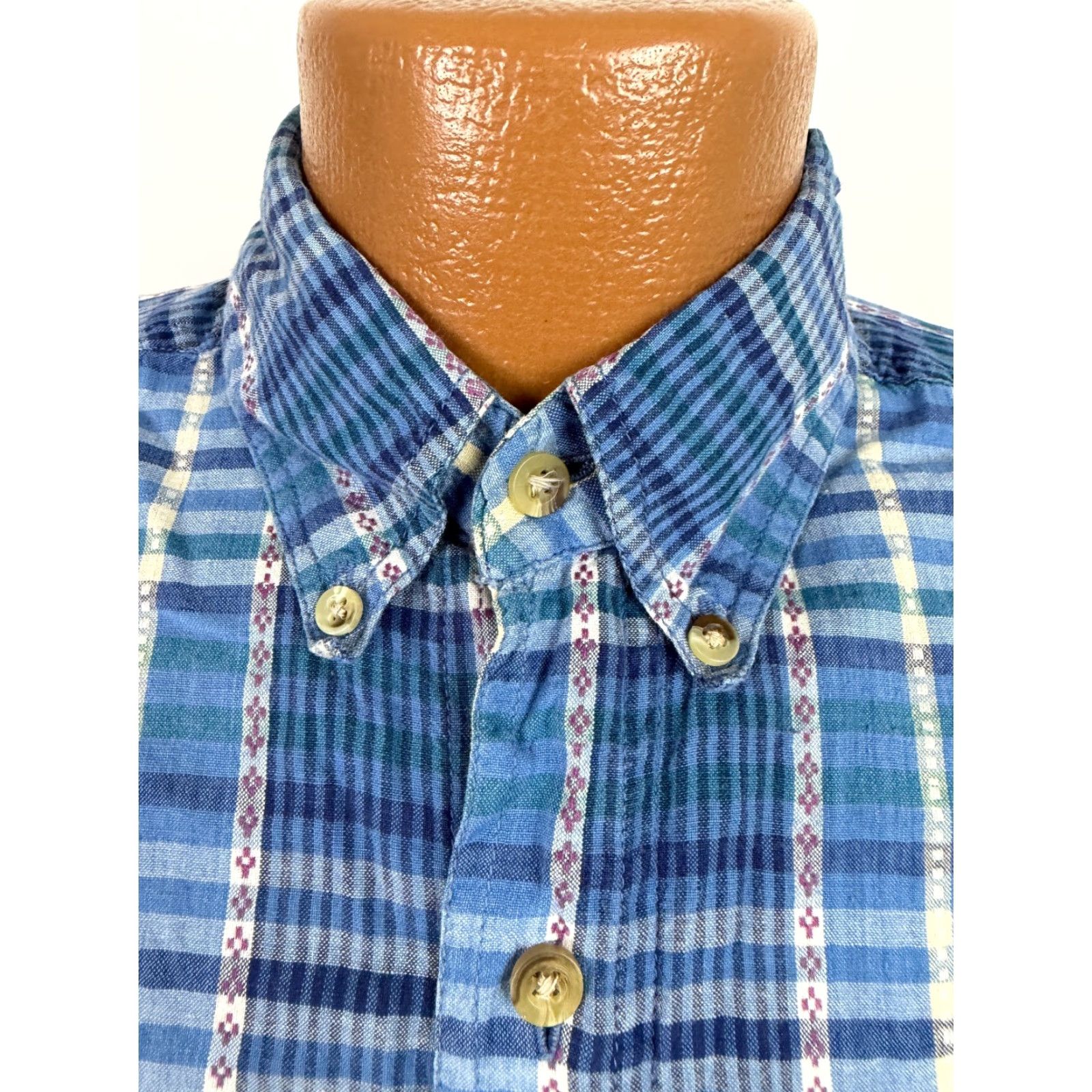 Vintage VINTAGE Honors 90s Button-Up Shirt Men Medium Blue Plaid Cotton Lightweight Hipster Size US M / EU 48-50 / 2 - 4 Thumbnail