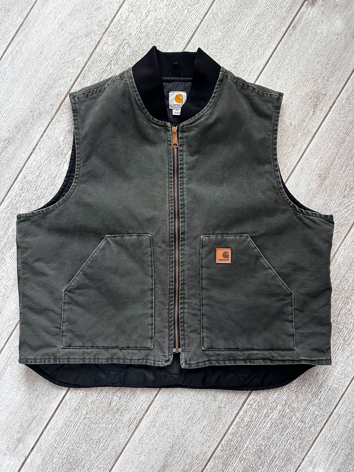 Very Rare Vintage Carhartt Work Green Moss Vest Size XXL