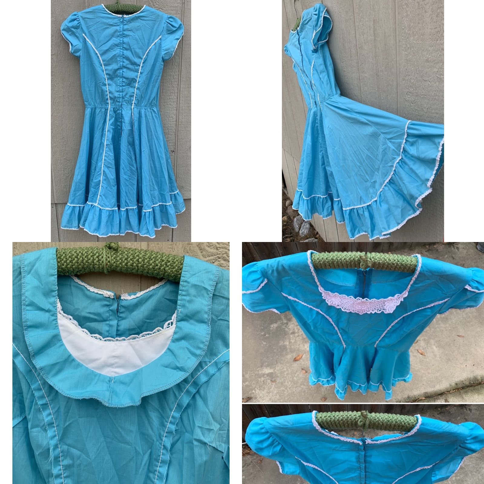 Vintage VINTAGE square dancing dress metal zipper blue white country cowgirl western Size 4XL / US 24-26 - 8 Thumbnail