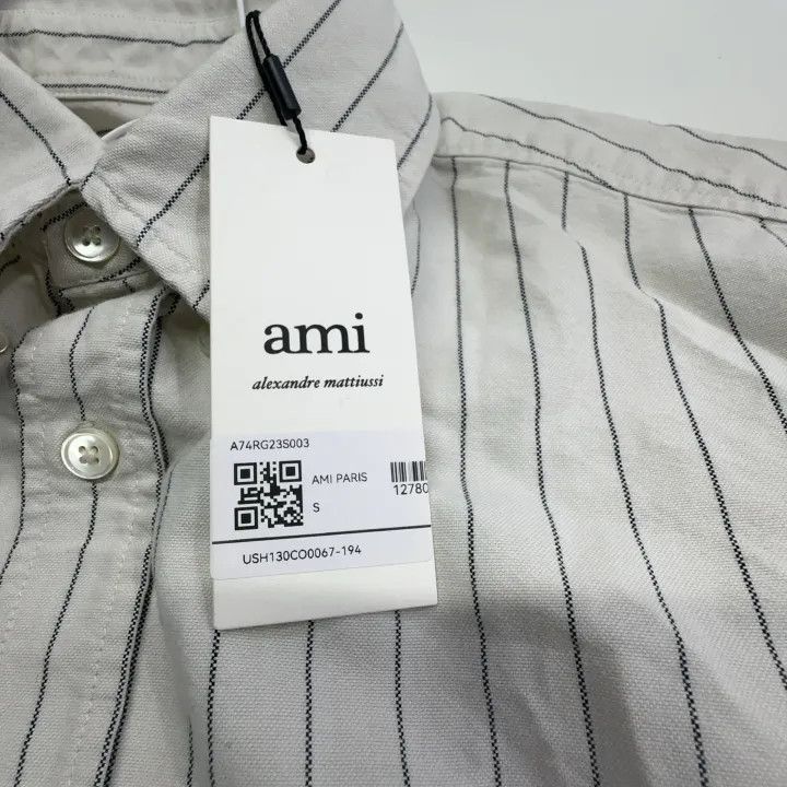 AMI AMIPARIS Striped Heart Long Sleeve Shirt -2507 Size US S / EU 44-46 / 1 - 3 Thumbnail