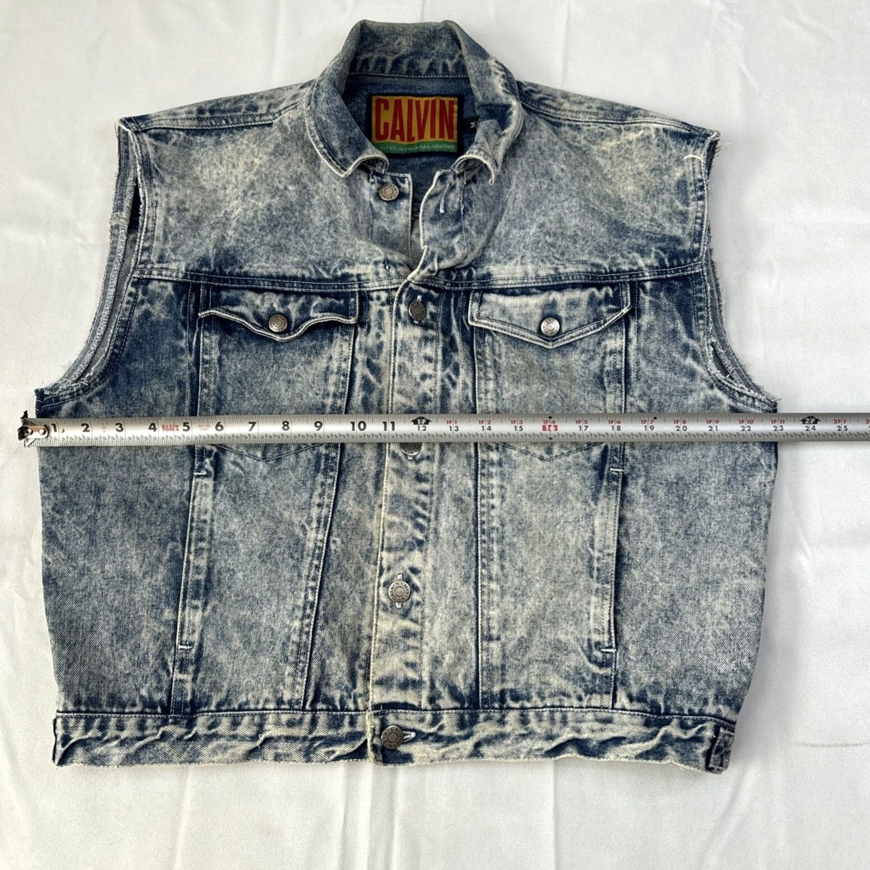 Calvin Klein VINTAGE Calvin Klein Mens Vest Denim Trucker Blue Medium Wash M Regular Cotton Denim Biker Wear Mens Size US M / EU 48-50 / 2 - 3 Thumbnail