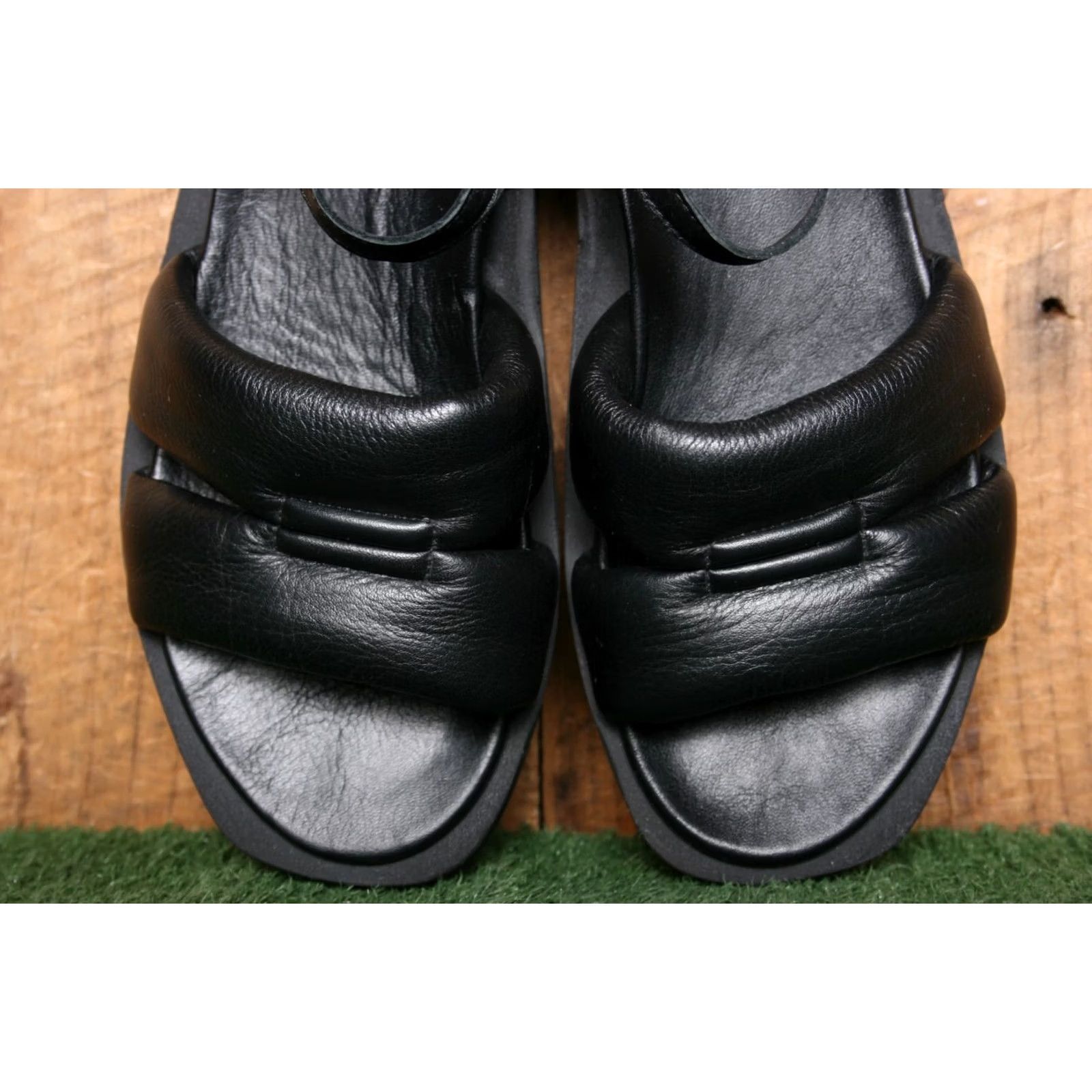 Vintage BUENO Black Leather Slingback Sandals US 8-8.5 39 EUR Buckle Women's Slingback Leather Sandal Women Shoes Size US 8.5 / IT 38.5 - 5 Thumbnail