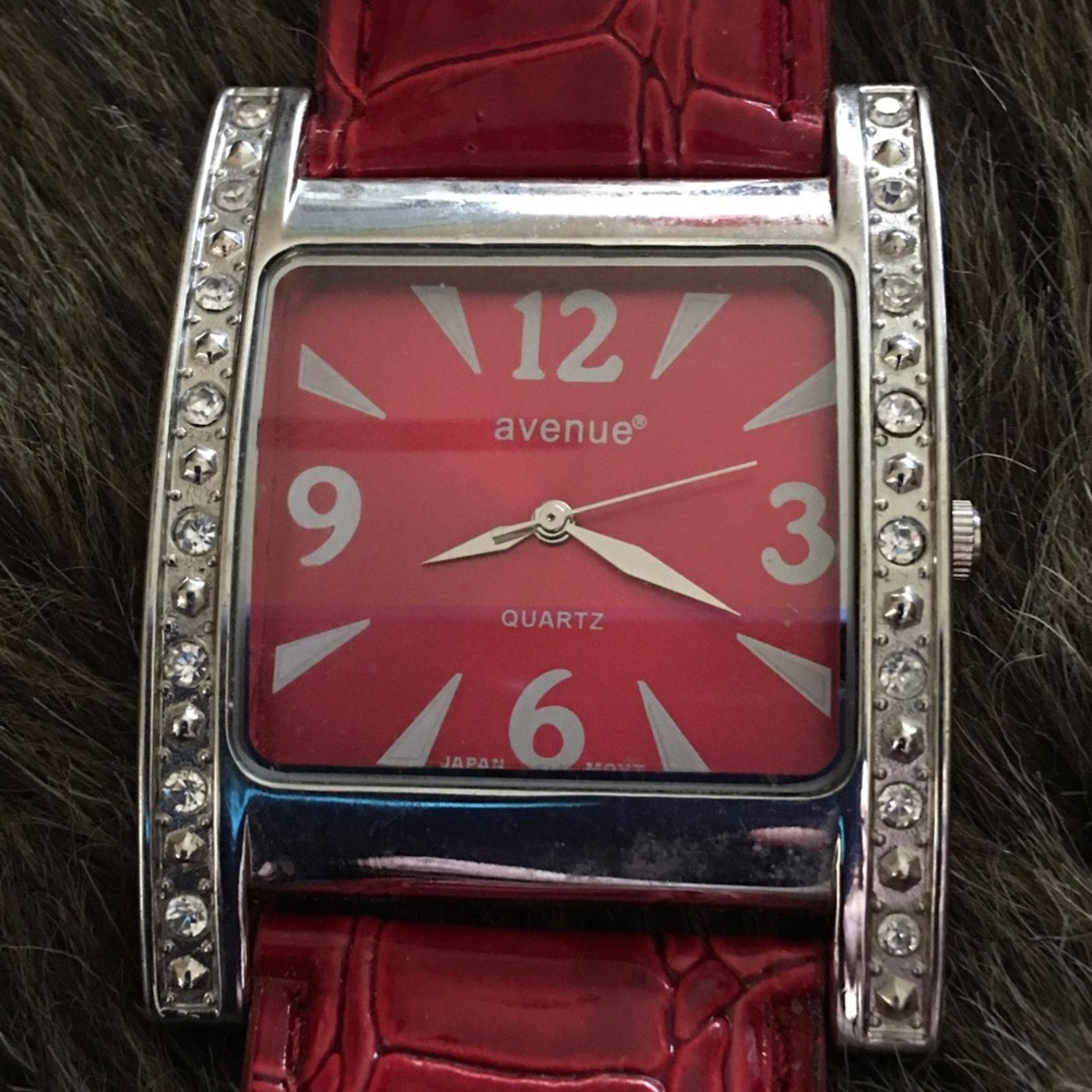 Avenue Ladies Avenue red croc embossed rhinestone watch Size ONE SIZE - 11 Thumbnail