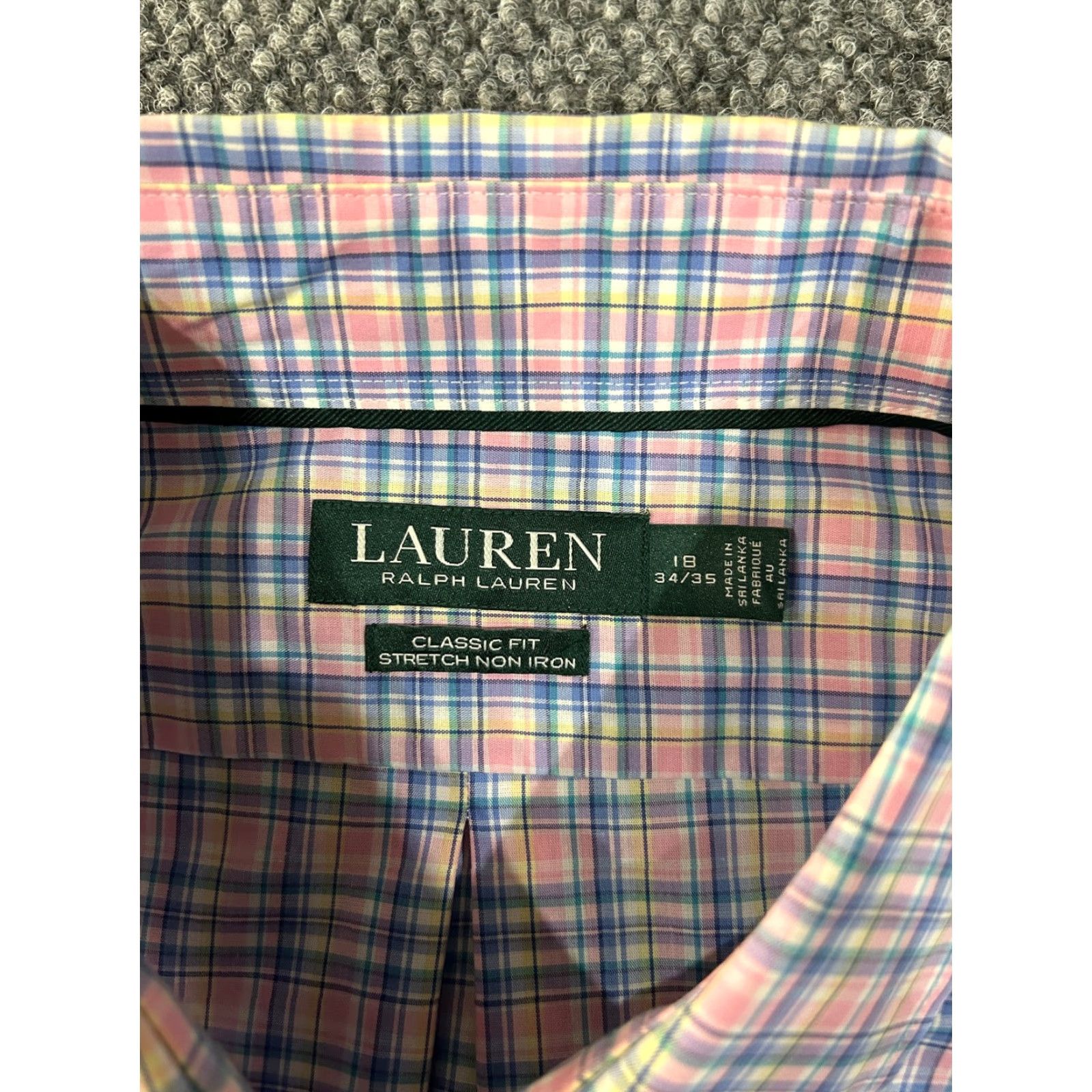 Ralph Lauren Lauren Ralph Lauren Dress Shirt Mens 18 34 35 Pink Blue Plaid Classic Fit Shirt Mens 18 Pink Plaid Classic Fit Size 48R - 3 Thumbnail