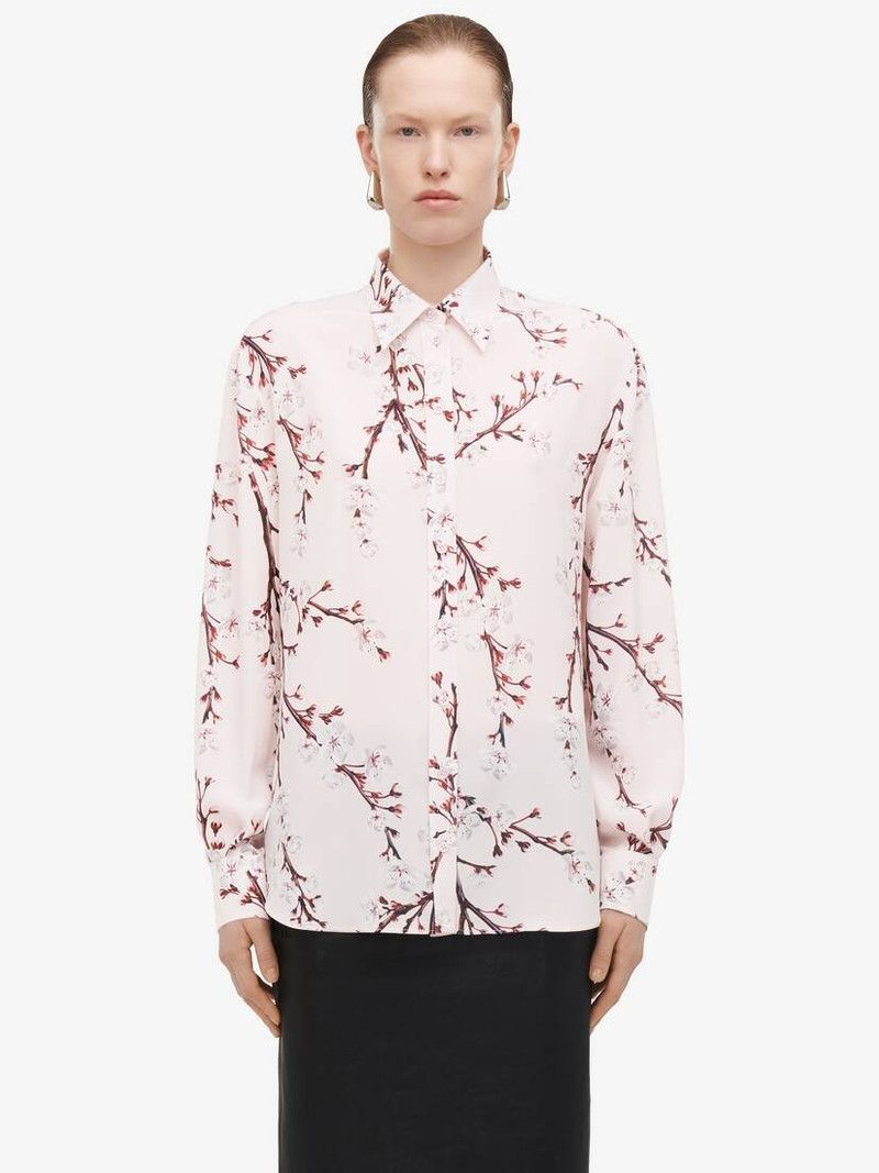 Alexander McQueen o1srvl11e0326 Cherry Blossom Classic Shirt in Multicolor Size M / US 6-8 / IT 42-44 - 3 Thumbnail