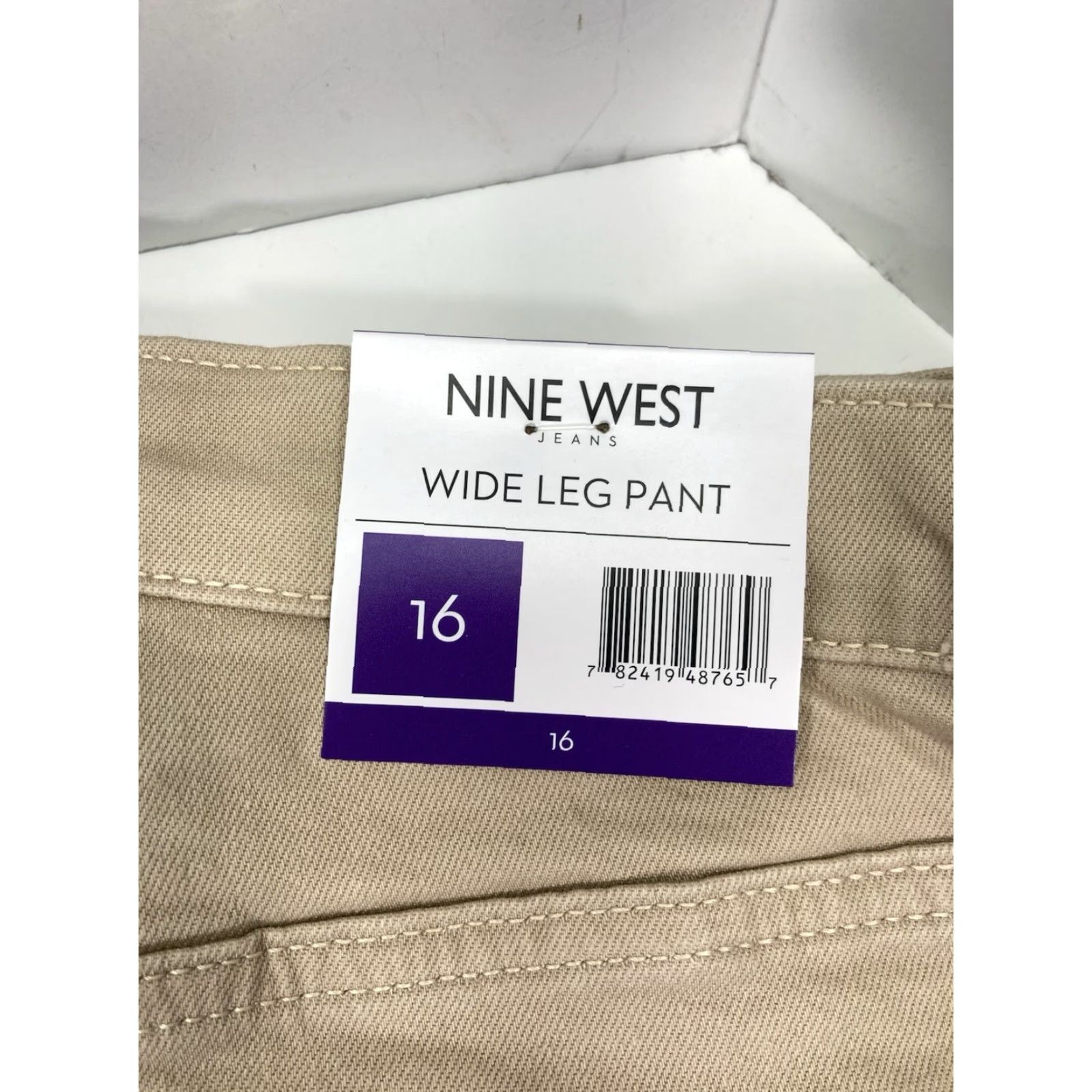 Nine West Nine West Pants Women Sz 16 Wide-Leg Beige Khaki Stretch Cotton Blend NWT 38x34 China Vietnam Spring Summer Fall Regular Men/Women? Size 38" / US 16 / IT 52 - 4 Thumbnail