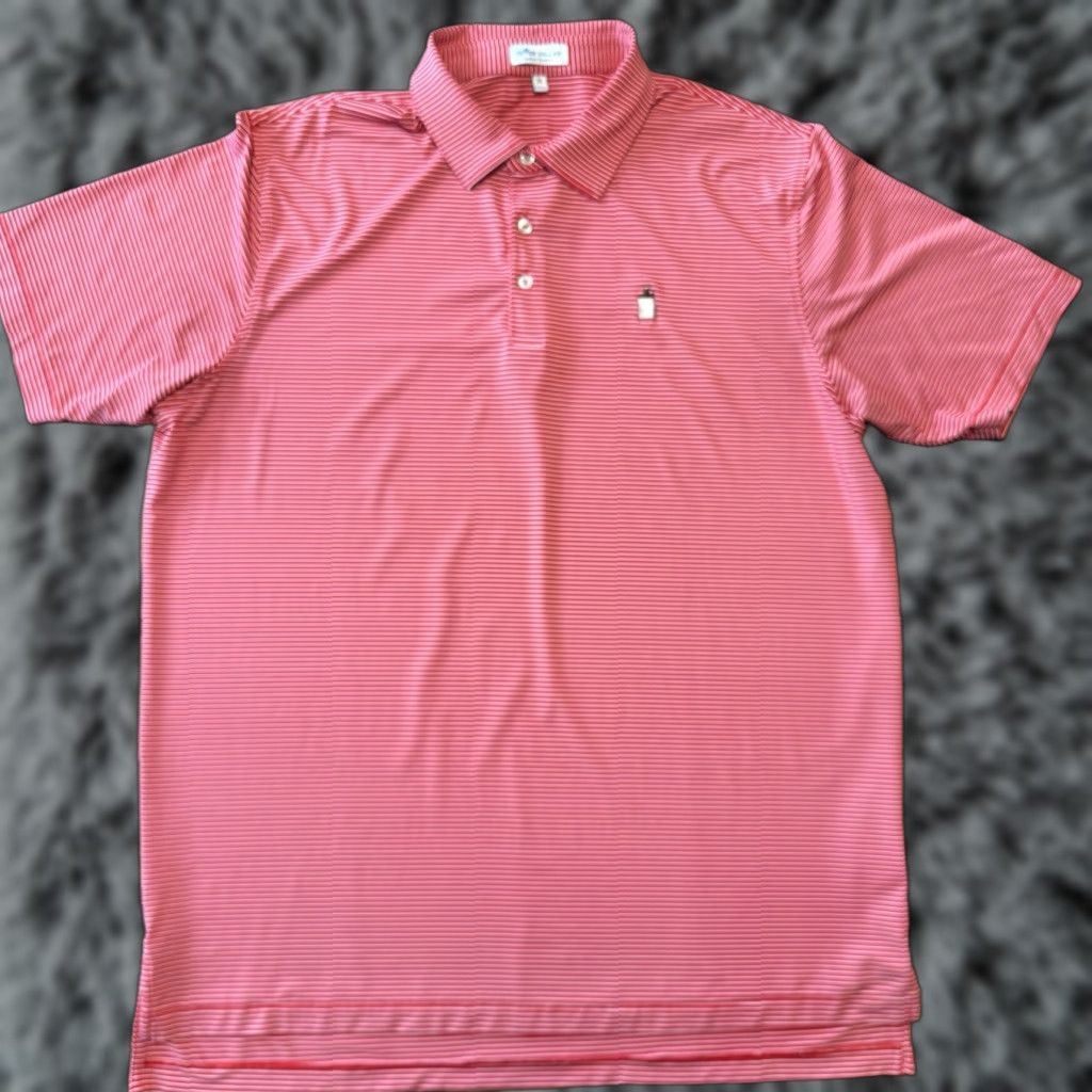 Peter Millar Peter Millar Polo Mens XL Red White Striped Nevillewood Golf Jug Logo Size US XL / EU 56 / 4 - 1 Thumbnail