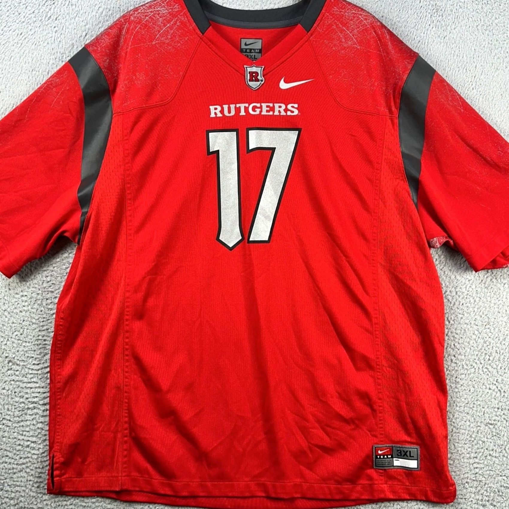 Nike Rutgers Scarlet Knights 17 Shirt Jersey Mens 3XL Red Nike Team V-Neck Football Shirt Size US XXL / EU 58 / 5 - 3 Thumbnail