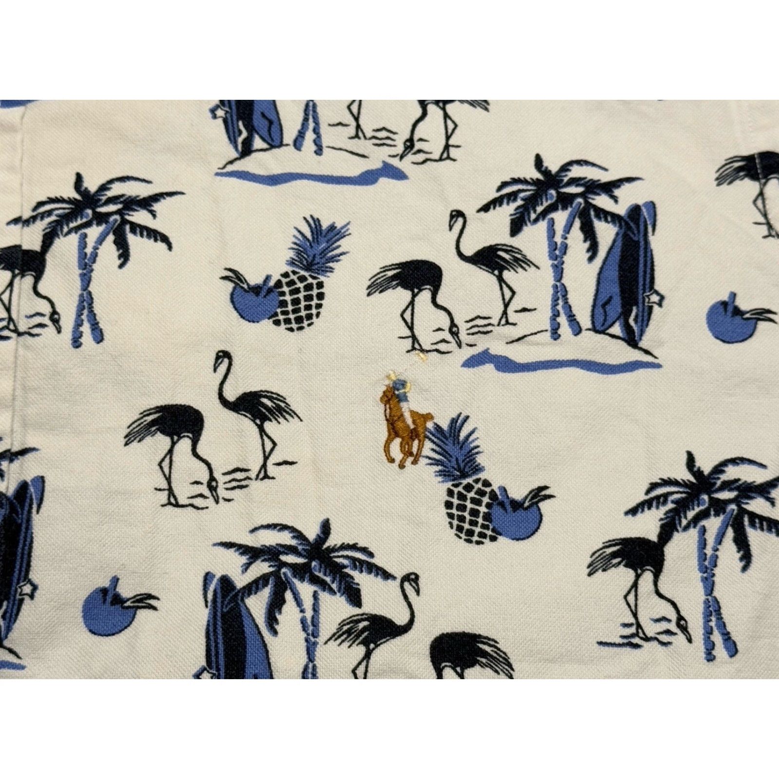 Ralph Lauren VINTAGE Ralph Lauren Shirt Men L White Flamingo Pineapple Surfboard Polo Pony Beach Tropical 90s Surfwear Size US L / EU 52-54 / 3 - 5 Thumbnail