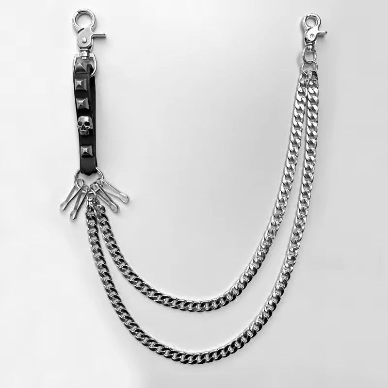 Vintage KeyChain Jean Biker Wallet Belts Chain Skull Charm Leather Size ONE SIZE - 1 Thumbnail