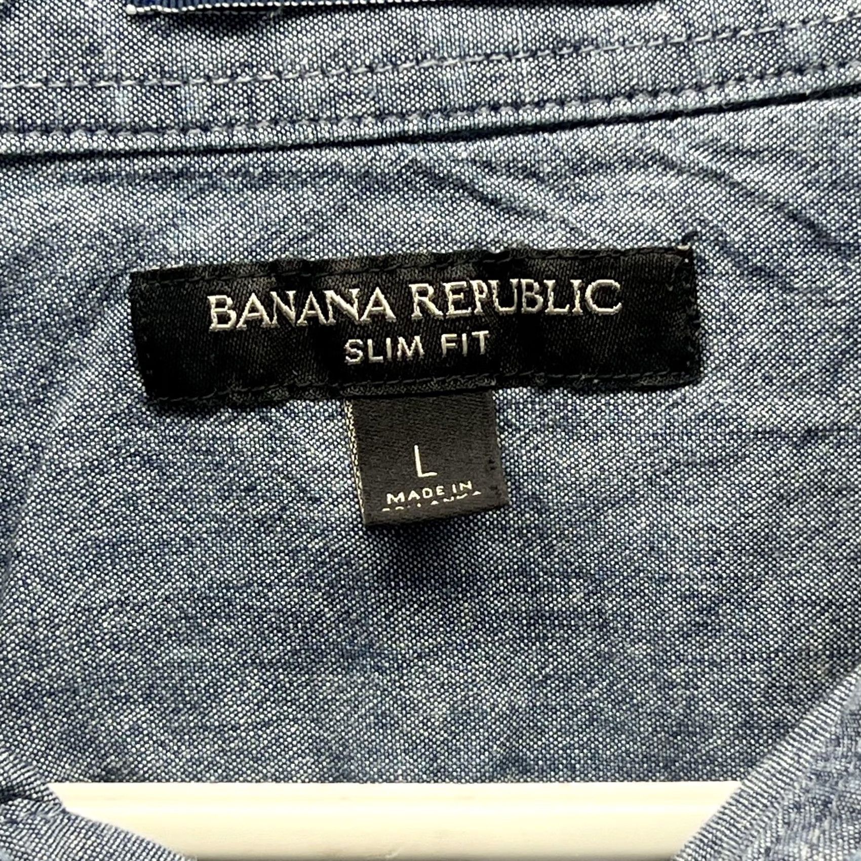 Banana Republic Banana Republic Shirt Mens L Blue Chambray Long Sleeve Button Front Slim Size US L / EU 52-54 / 3 - 6 Thumbnail