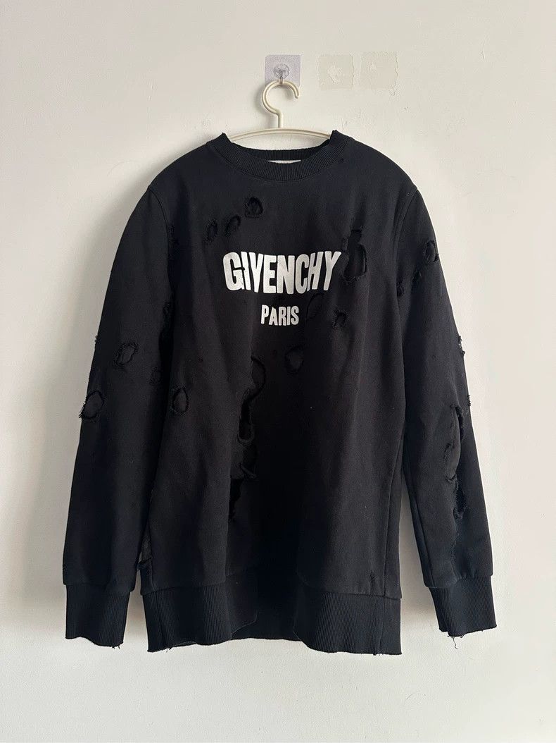 Givenchy Givenchy Black Ripped Hoodie Size US S / EU 44-46 / 1 - 1 Thumbnail