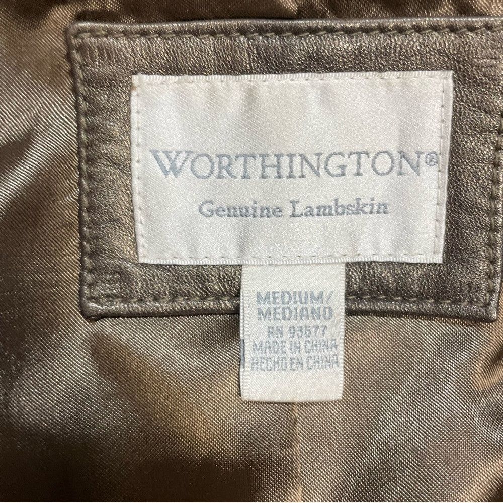 Worthington Worthington Metallic Gold Genuine Lambskin Leather Jacket S Size M / US 6-8 / IT 42-44 - 8 Thumbnail