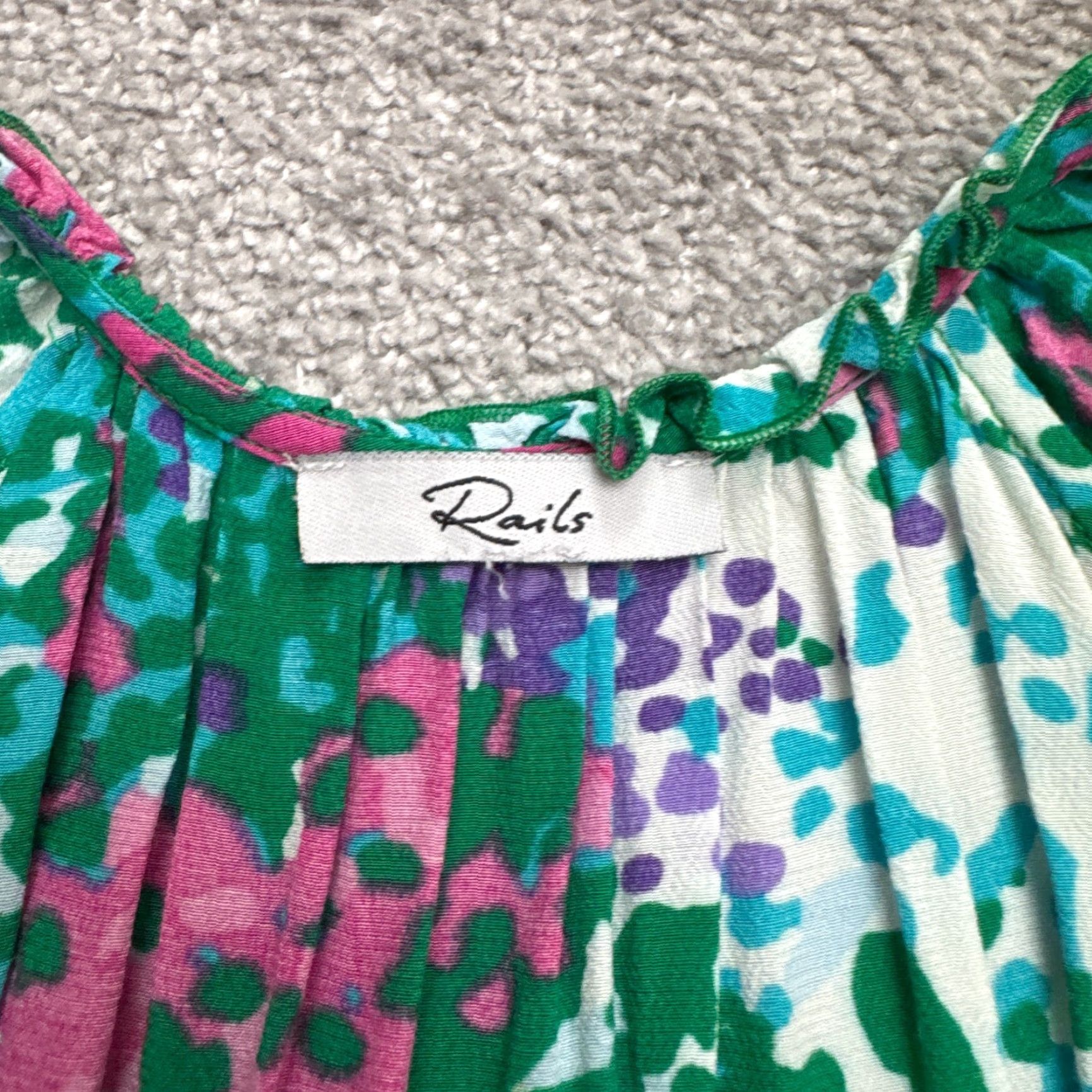Rails Rails Gardenia Floral Tiered Flutter Dress Womens Small Green Knee Length Vintage No Size S / US 4 / IT 40 - 5 Thumbnail