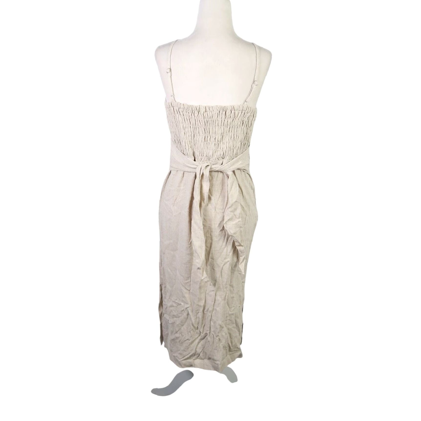 Vintage Eye to Eye khaki tan button front midi dress Small NWT Sundress Sleeveless Rayon Ramie Women Casual 90s? Size S / US 4 / IT 40 - 4 Thumbnail