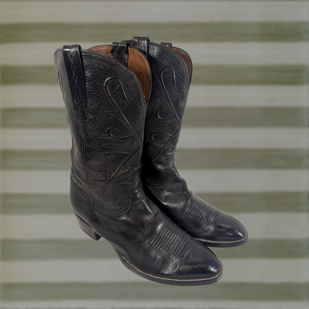 Lucchese VINTAGE Lucchese Boot Men Size 10 D Black Leather  display picture 3