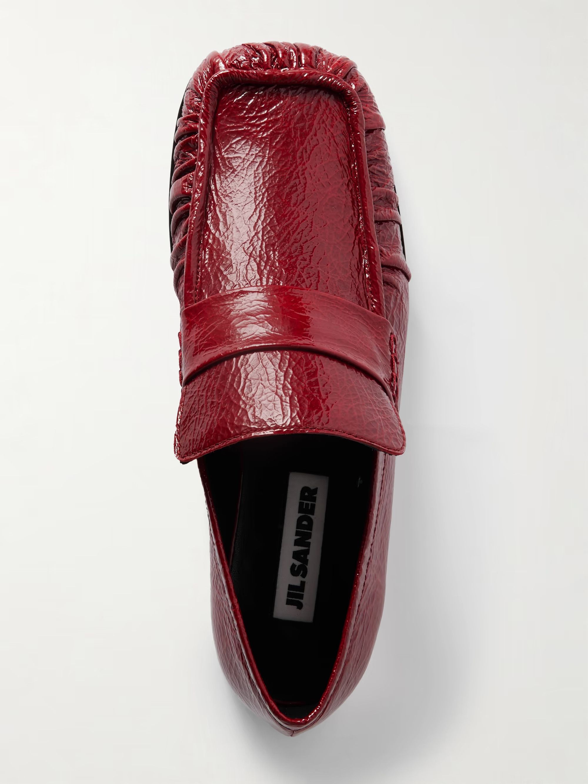 Jil Sander o1loc1c0426 Crinkled Glossed Leather Loafers in Red Size US 9 / IT 39 - 3 Thumbnail