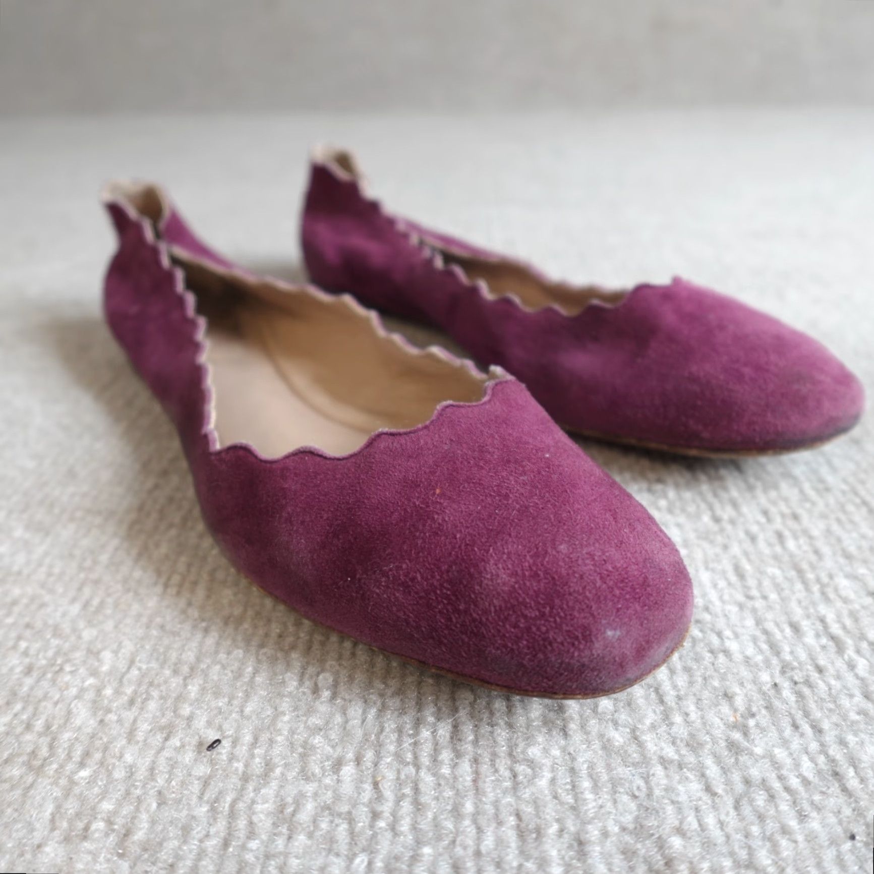 Vintage Chloé Womens Flat Shoes Slip On Cap Toe Leather Satin Pink Purple Scalloped 7.5 37.5 EU US 7.5 Indoor Spring Summer Fall Size US 8 / IT 38 - 5 Thumbnail