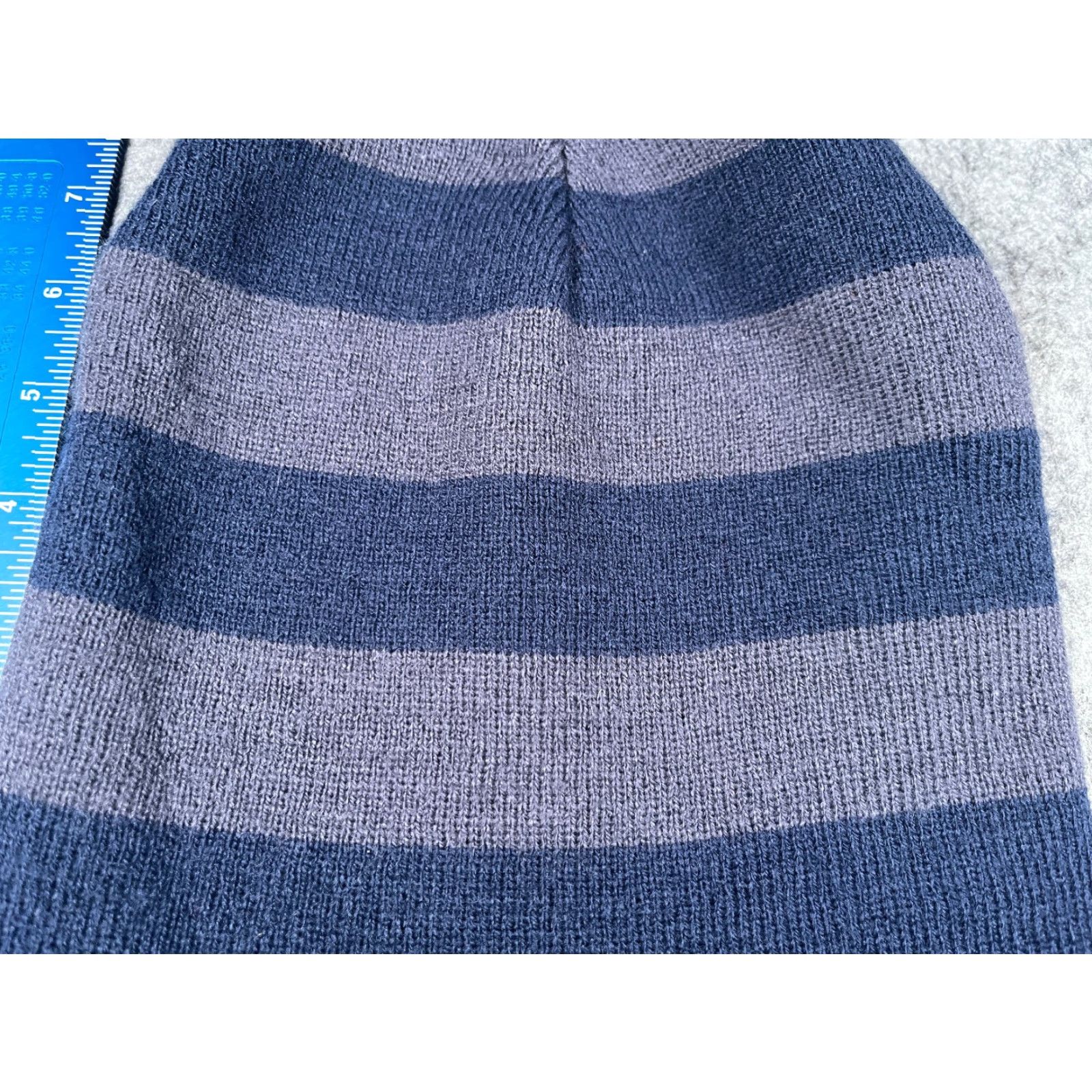 Walmart Walmart Beanie Adult One Size Blue Gray Stripe Knit 100% Acrylic Ski Hat/Cap Mens Beanie One Size Blue Stripe Ski Knit 100% Acrylic Walmart Mens Size ONE SIZE - 2 Thumbnail