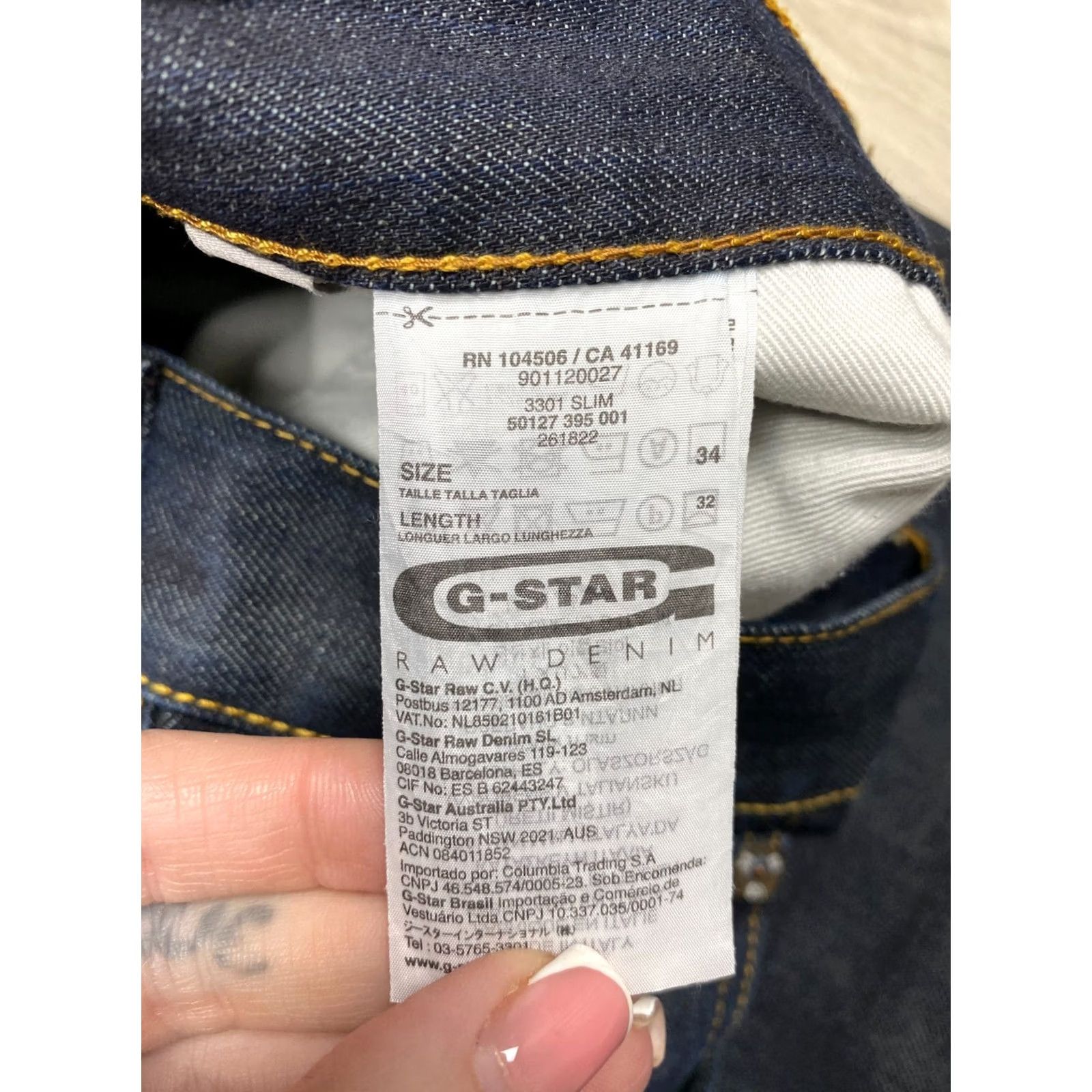 G-Star G Star Raw 3301 Slim Mens Denim Jeans Pants 34 Blue Denim 34 Regular 32 Inseam 3301 Slim Mens Jeans Size US 34 / EU 50 - 5 Thumbnail