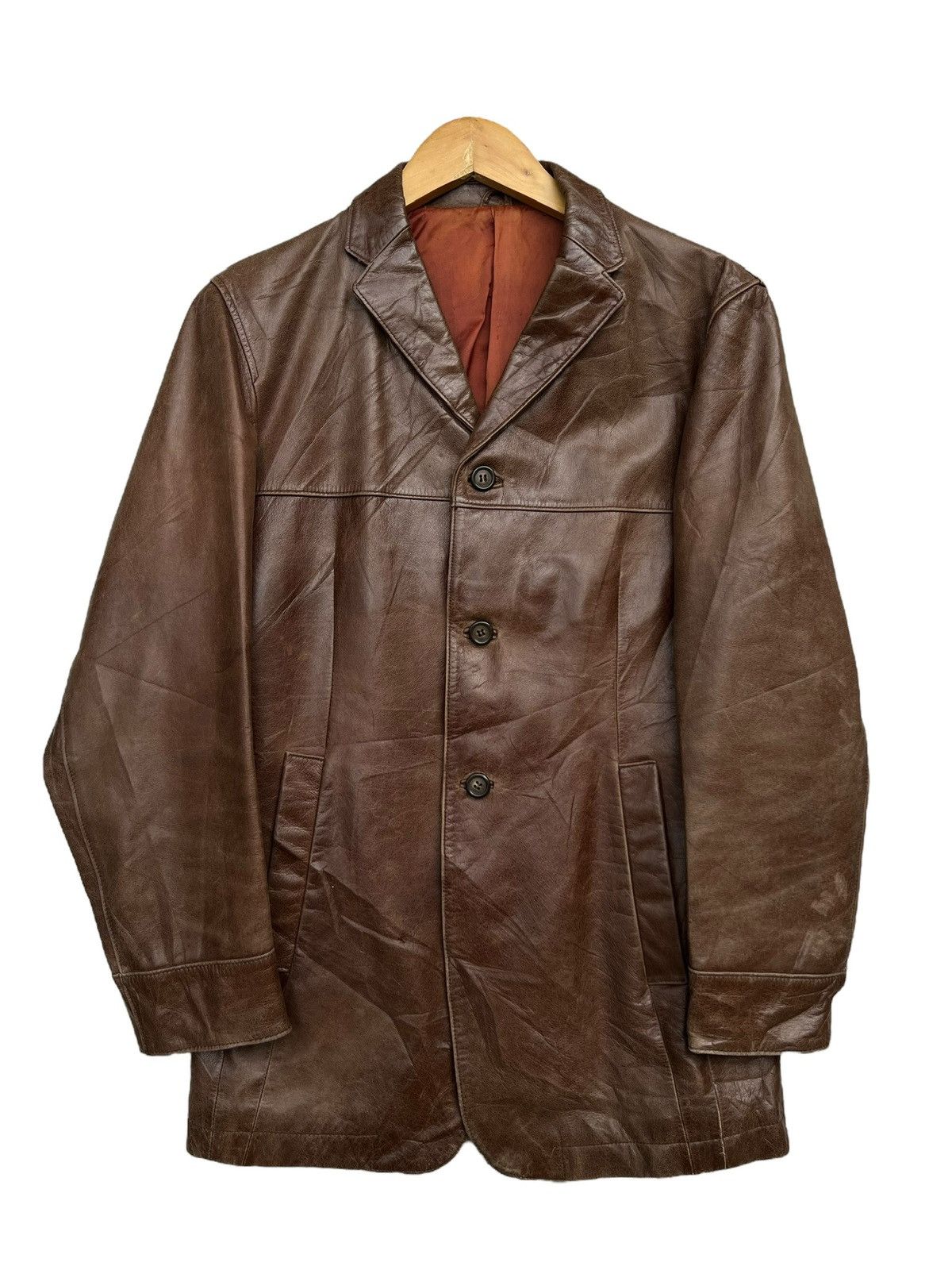Vintage Vintage Atelier Sab Soft Brown Leather Jacket Trench Coat Size US S / EU 44-46 / 1 - 1 Thumbnail
