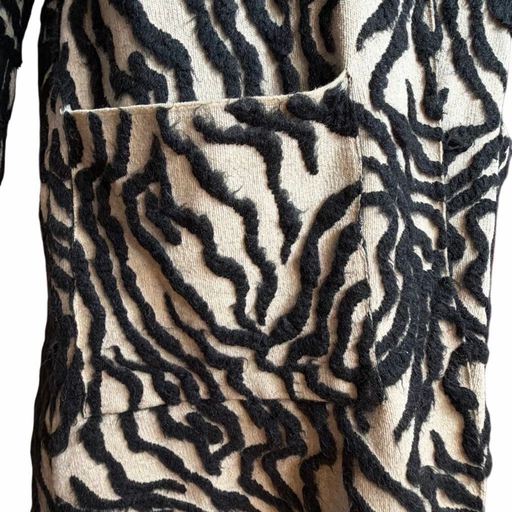 Zara Zara Knit Limited Edition Textured Zebra Cardigan Coat, Luxe Size M / US 6-8 / IT 42-44 - 4 Thumbnail