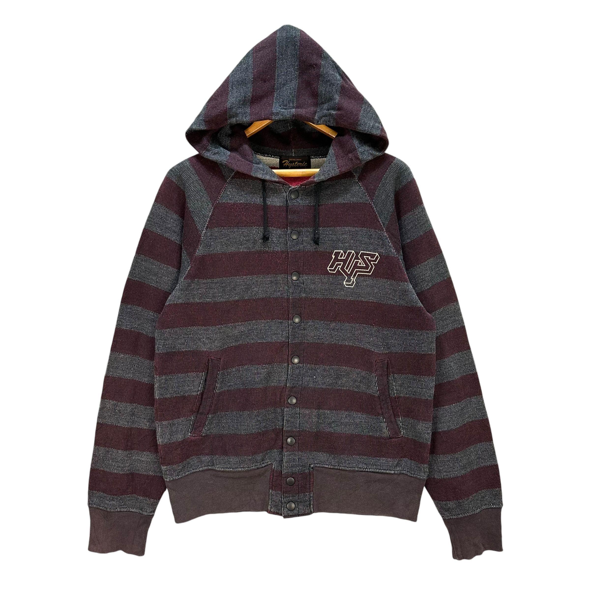 Hysteric Glamour Vintage 90s HYSTERIC GLAMOUR Striped Button Hoodie #A69-1669 Size US M / EU 48-50 / 2 - 1 Thumbnail