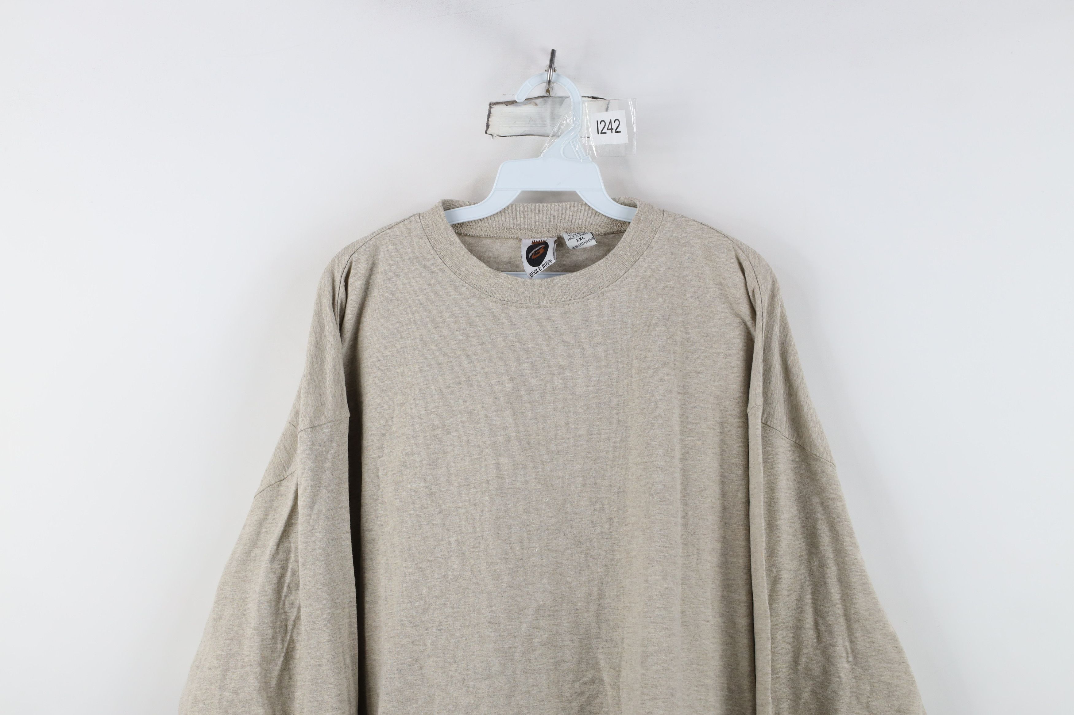 Vintage Vintage 90s Streetwear Long Sleeve T-Shirt Oatmeal Brown Size US XXL / EU 58 / 5 - 2 Thumbnail