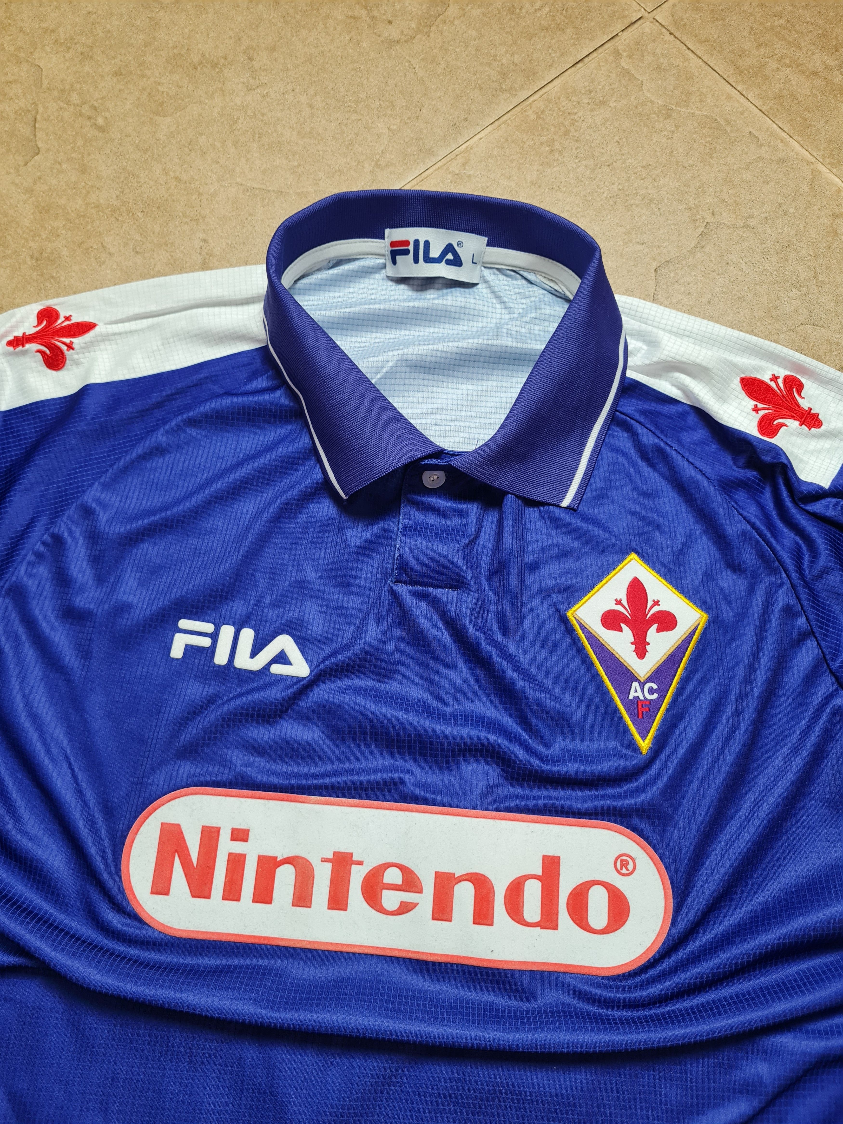 Fila Rui Costa #10 Fiorentina 1998/99 Home Vintage Soccer Shirt Size US L / EU 52-54 / 3 - 17 Thumbnail