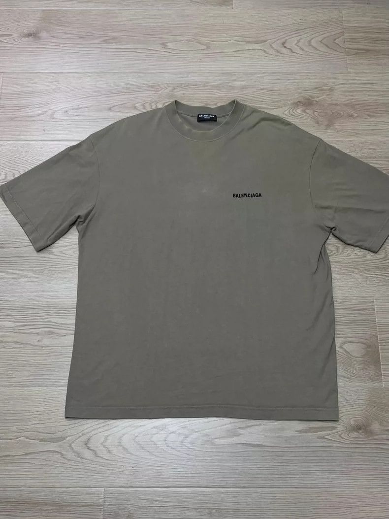 Balenciaga Embroidered Logo Short Sleeve Sage Green L Size