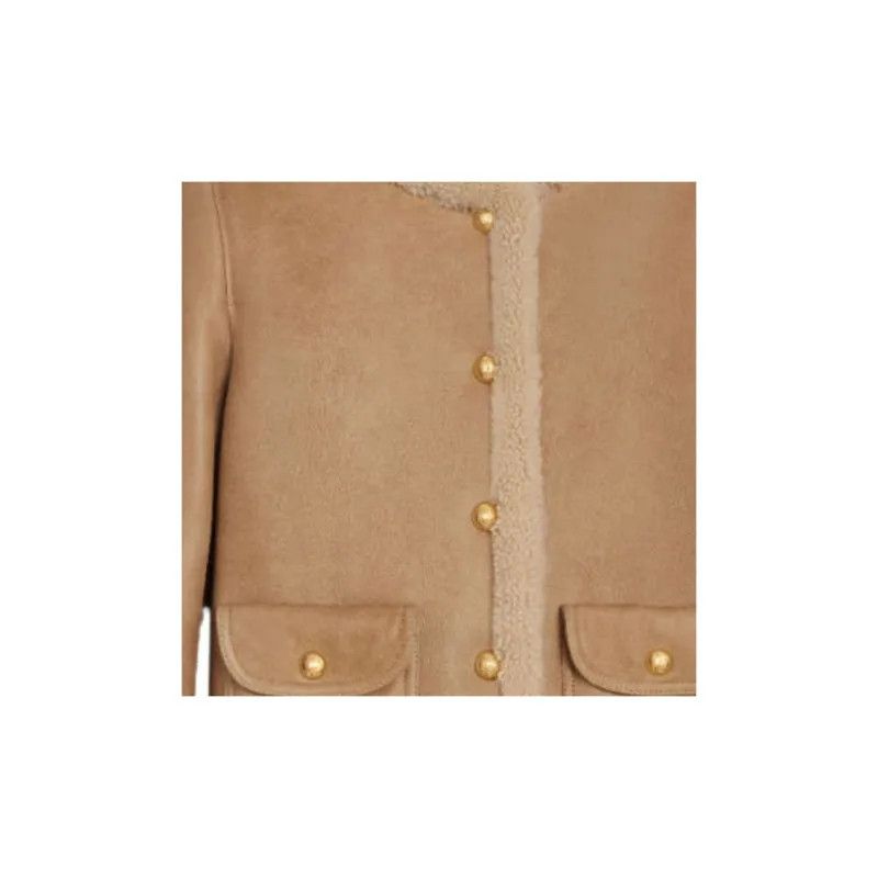 Celine o1w1db10125 2F457274T Shearling Cardigan Jacket in Brown Size XXS / US 00 / IT 34 - 4 Thumbnail
