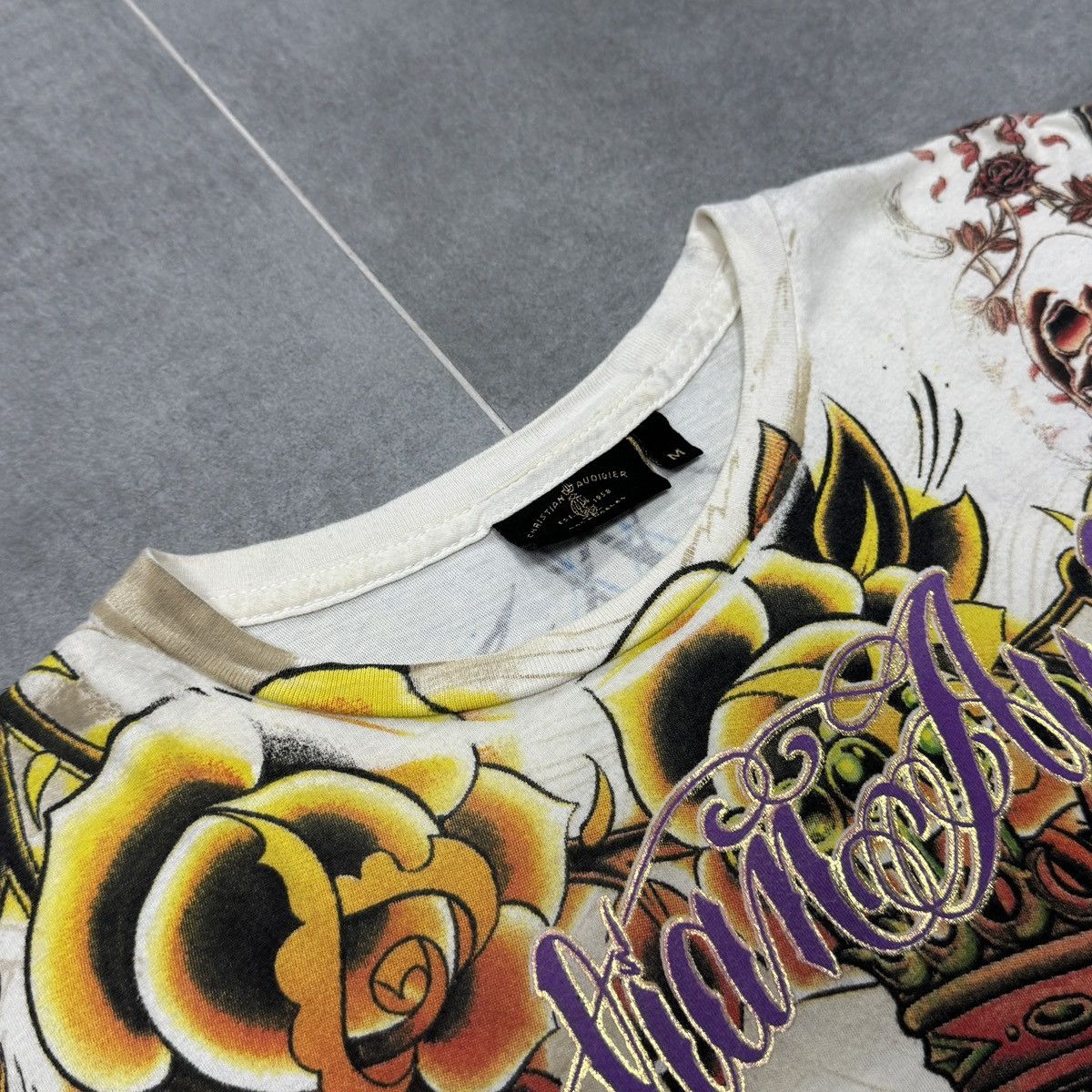 Christian Audigier × Ed Hardy Christian Audigier Tattoo Skulls Roses Y2K Hip Hop T-Shirt Size US M / EU 48-50 / 2 - 9 Thumbnail