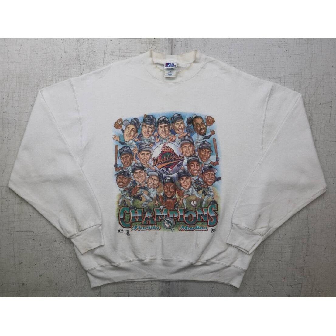 Vintage Vtg 1997 Florida Marlins Miami Champions Cartoon Sweatshirt Size US XL / EU 56 / 4 - 4 Thumbnail