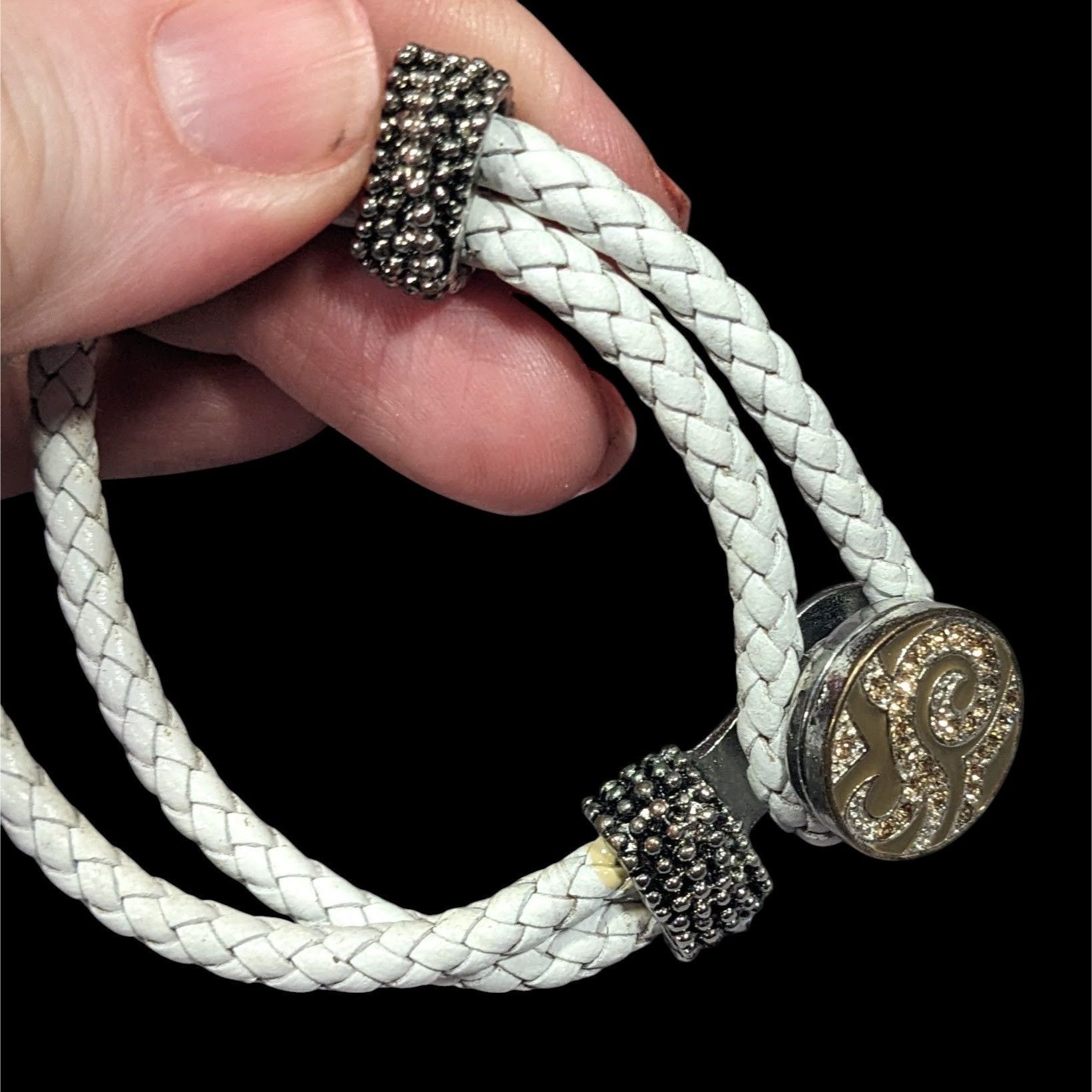 Other Modern White Rope Snap Button Bracelet With Rhinestones Size ONE SIZE - 5 Thumbnail