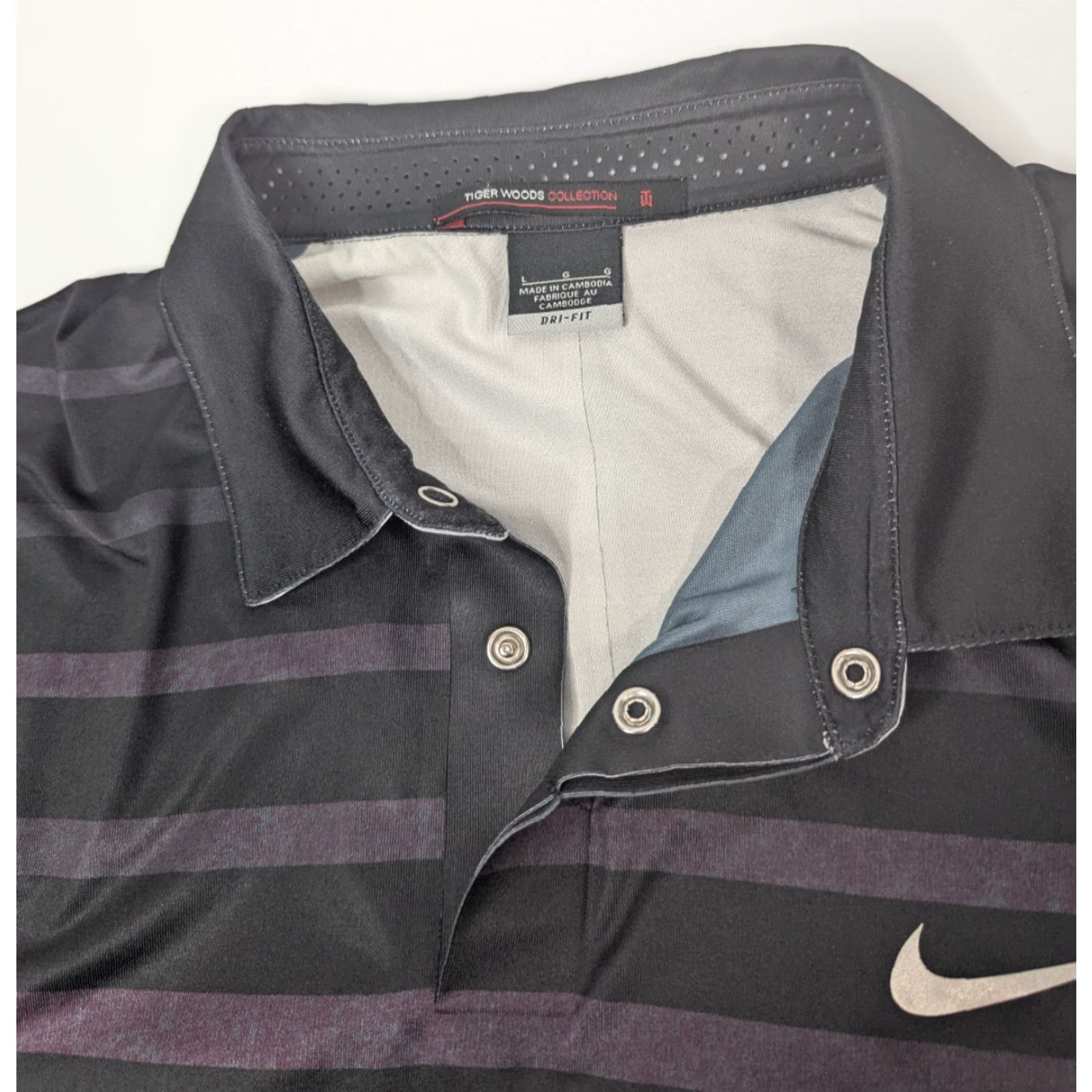 Nike Nike Dri-Fit TW Polo Shirt Mens Striped Black 518104 011 Golf Casual Polo Size US L / EU 52-54 / 3 - 7 Thumbnail