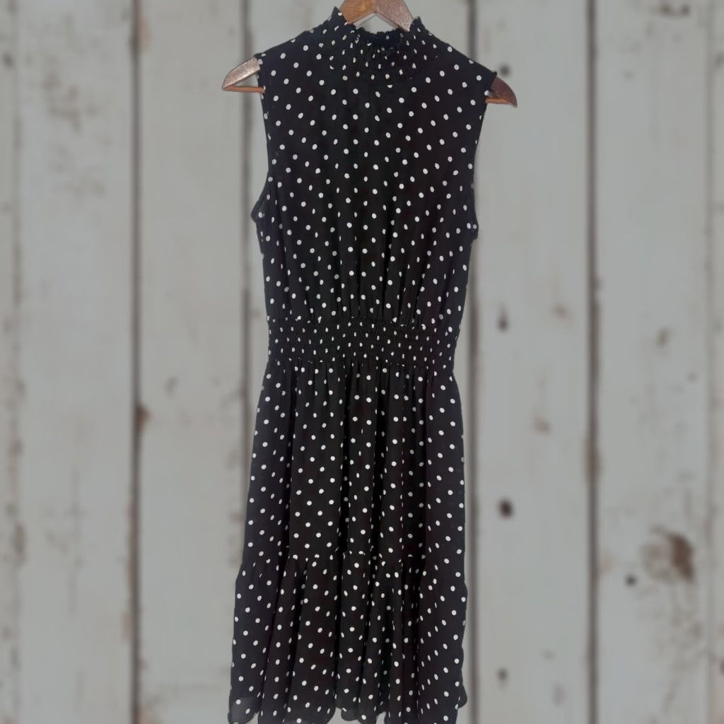 Nanette Lepore Nanette Lepore Blk/Wht Polka Dot Midi Sheer Dress Womens Size 8 Size M / US 6-8 / IT 42-44 - 1 Thumbnail