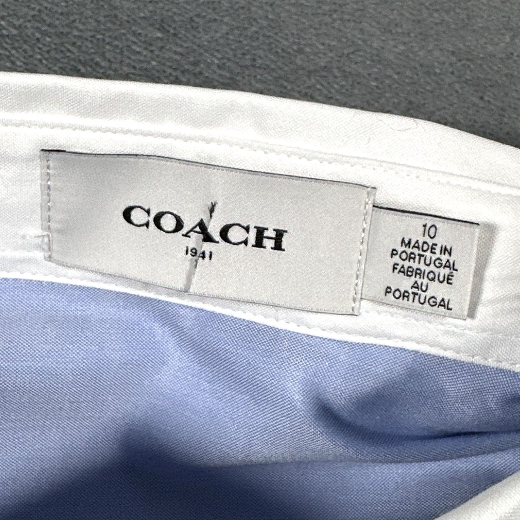 Coach Coach Shirt Womens 10 Blue Chambray Contrast Collar Button Front Cotton Size L / US 10 / IT 46 - 7 Thumbnail
