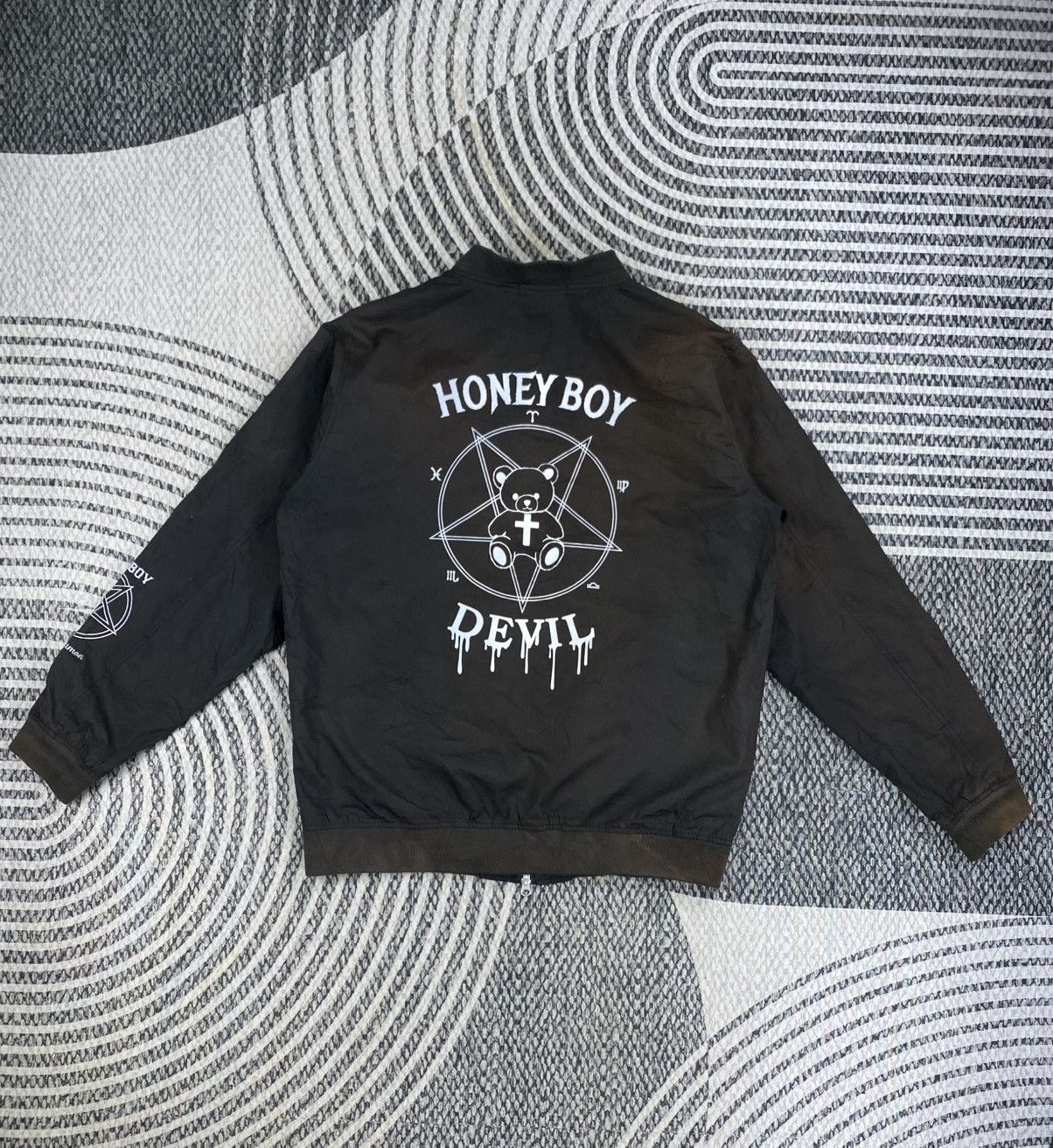 Vintage Honey Boy Devil Faded Brown Zipper Bomber Jacket