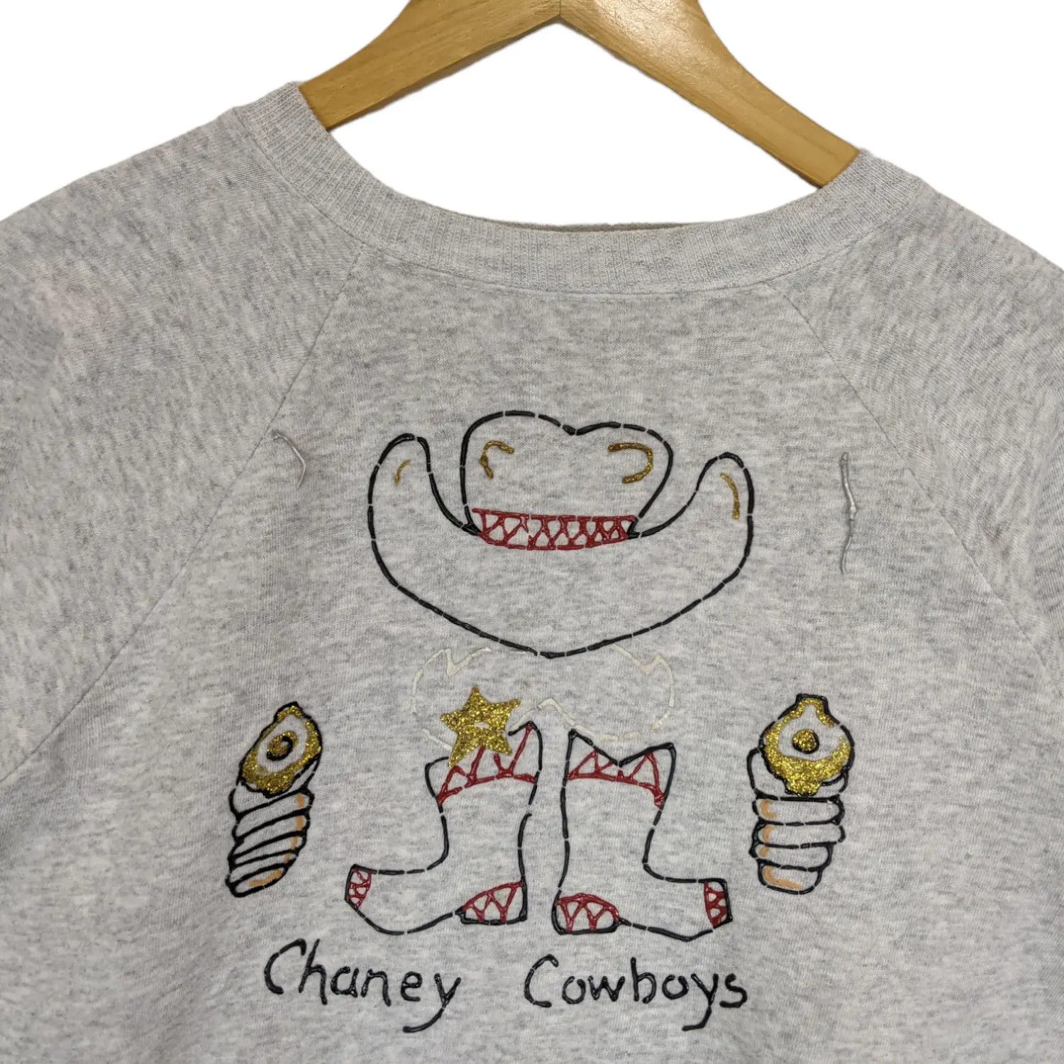 Hanes × Vintage Vintage 90's HANES Chaney Cowboys Kid Drawing Jumper Size XL / US 12-14 / IT 48-50 - 4 Thumbnail