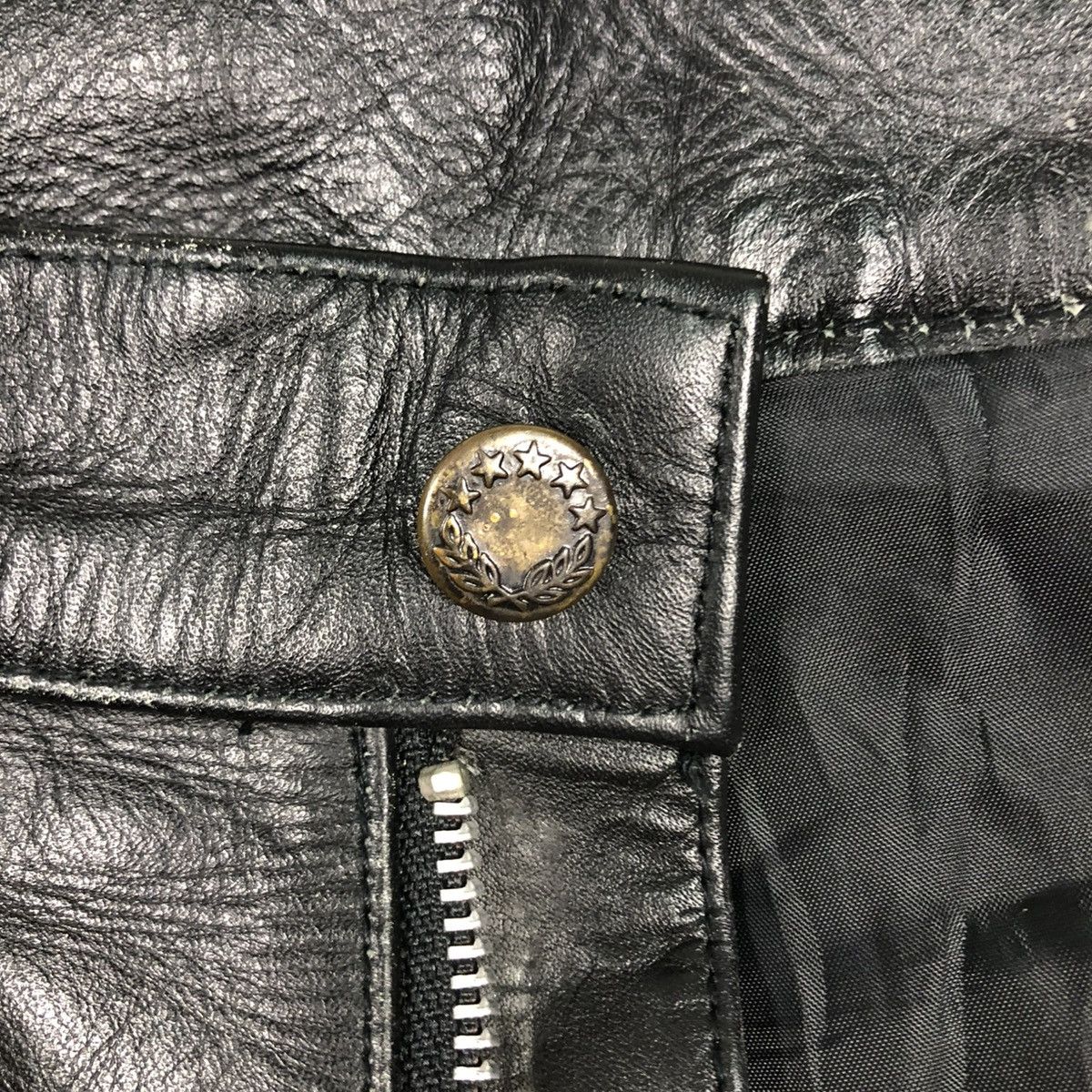 Genuine Leather 🔥VINTAGE BIKER GENUINE LEATHER PANTS FMC ISSEY MIYAKE Size US 33 - 17 Thumbnail