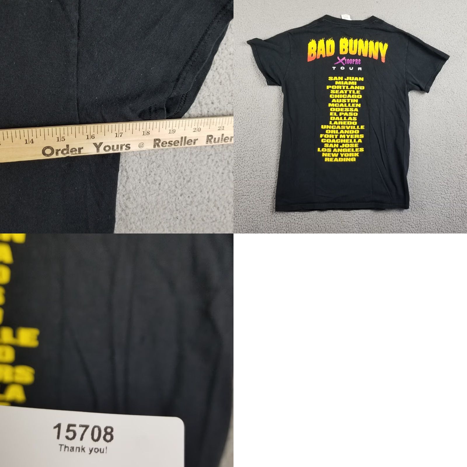 Vintage BAD BUNNY 2019 X 100pre Tour T-Shirt Small Concert Hip Hop Music Shirt Mens S Black Size US S / EU 44-46 / 1 - 8 Thumbnail
