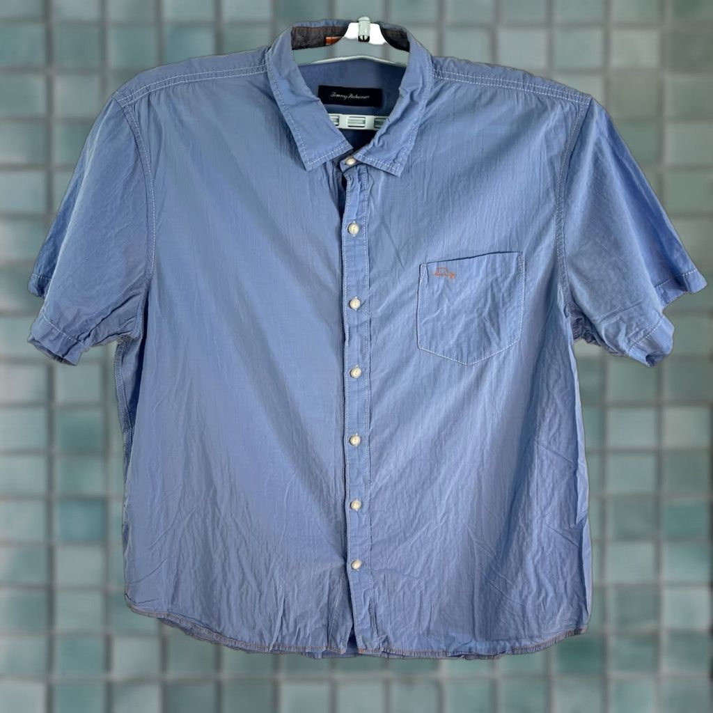 Tommy Bahama Tommy Bahama Button-Up Shirt Mens 2XL Blue Cotton Blend Short Sleeve Casual Tropical Size US XXL / EU 58 / 5 - 1 Thumbnail