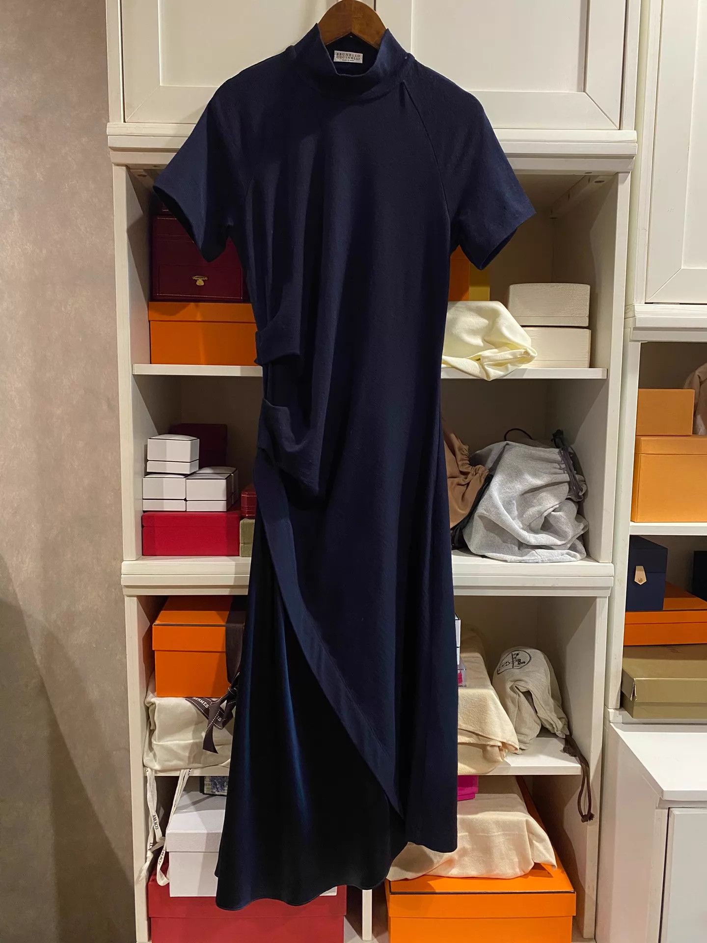 Brunello Cucinelli Brunello BC Wool Stretchy Waist Pleated Dress S Size S / US 4 / IT 40 - 1 Thumbnail