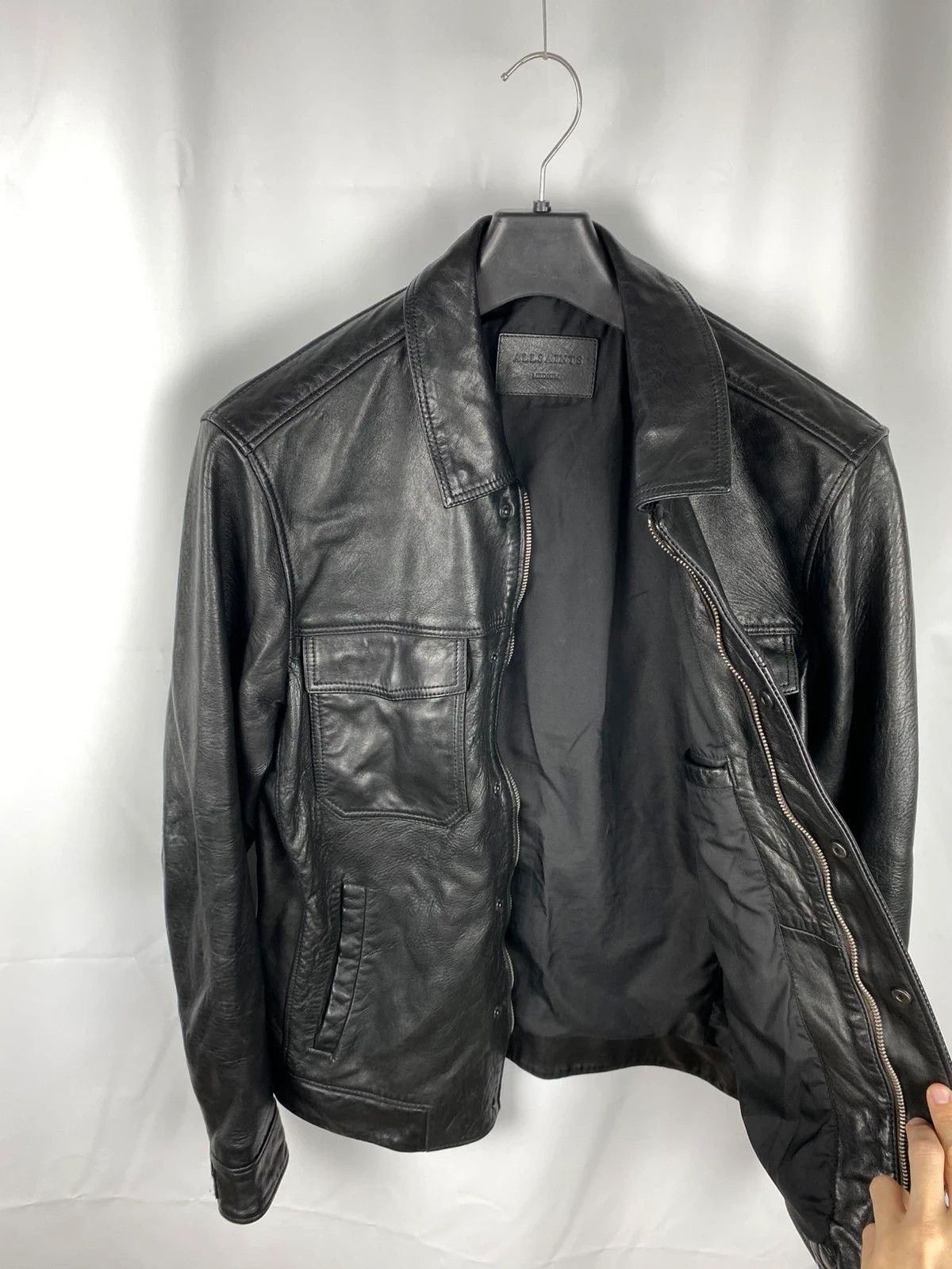 Allsaints Forum Jacket Genuine Leather Collared size M