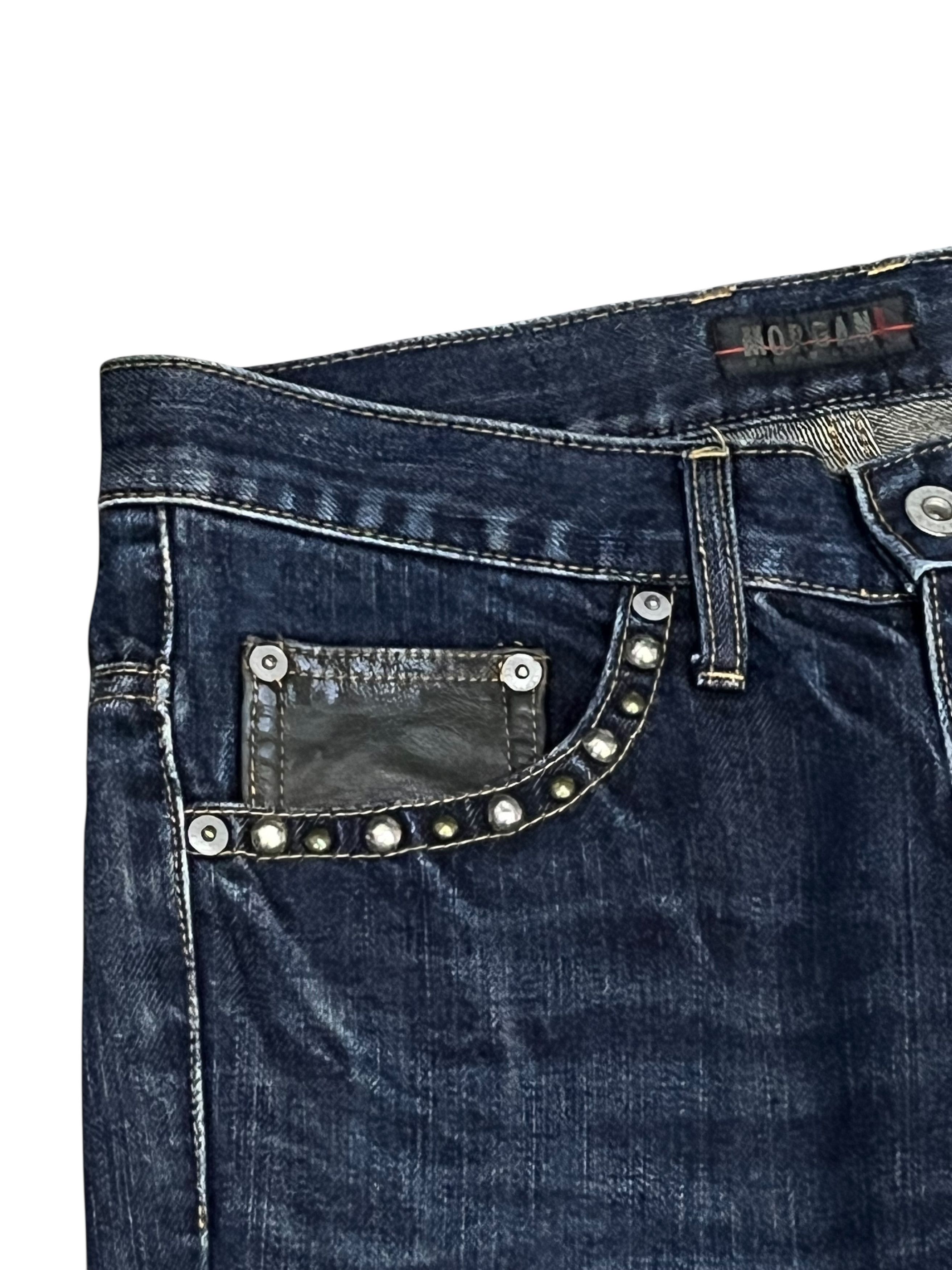 Morgan Homme Vintage Studded Charcoal Super Flare Jeans