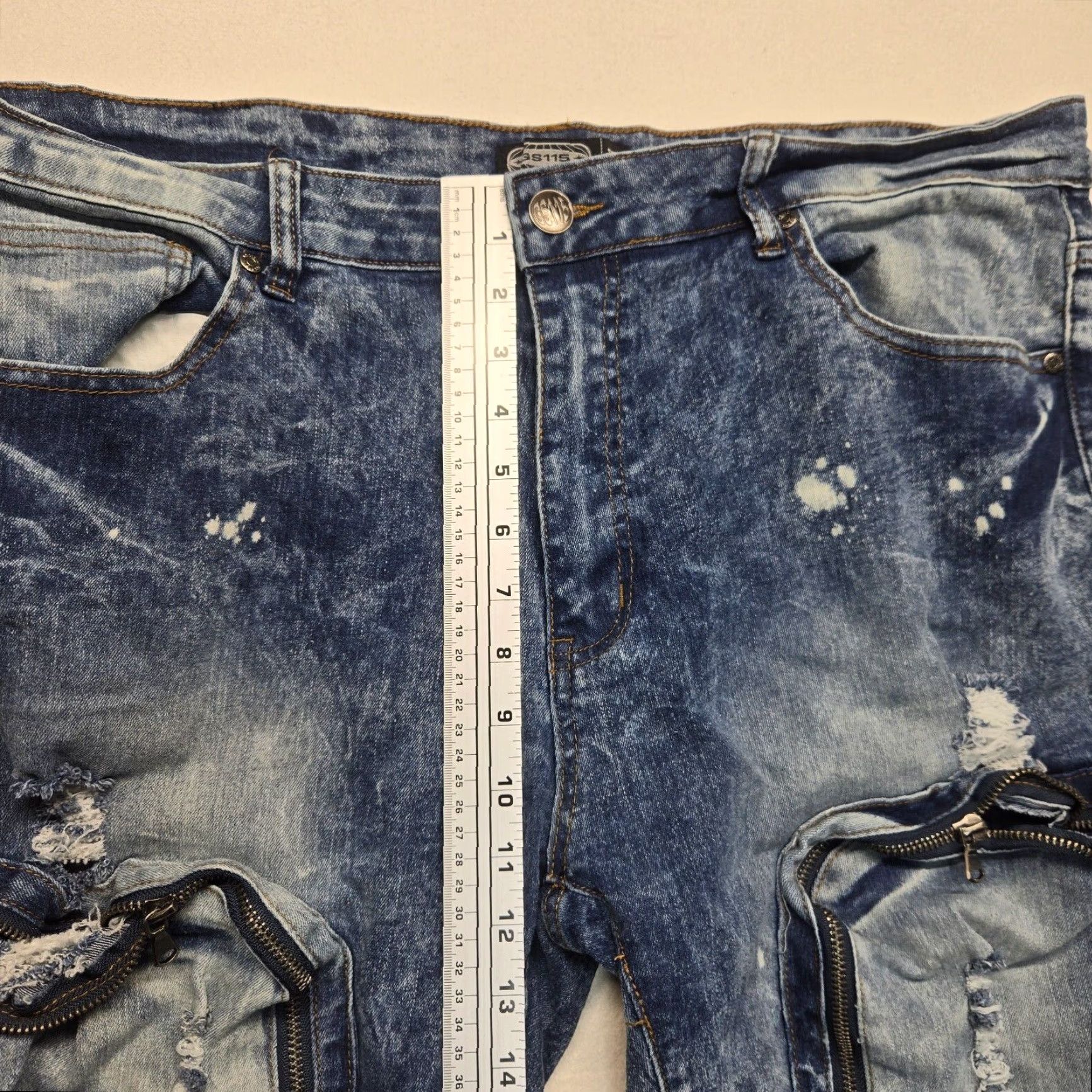 Vintage Mens GS-115 Distressed Blue Denim Jeans Straight 38x30 Size US 38 / EU 54 - 6 Thumbnail
